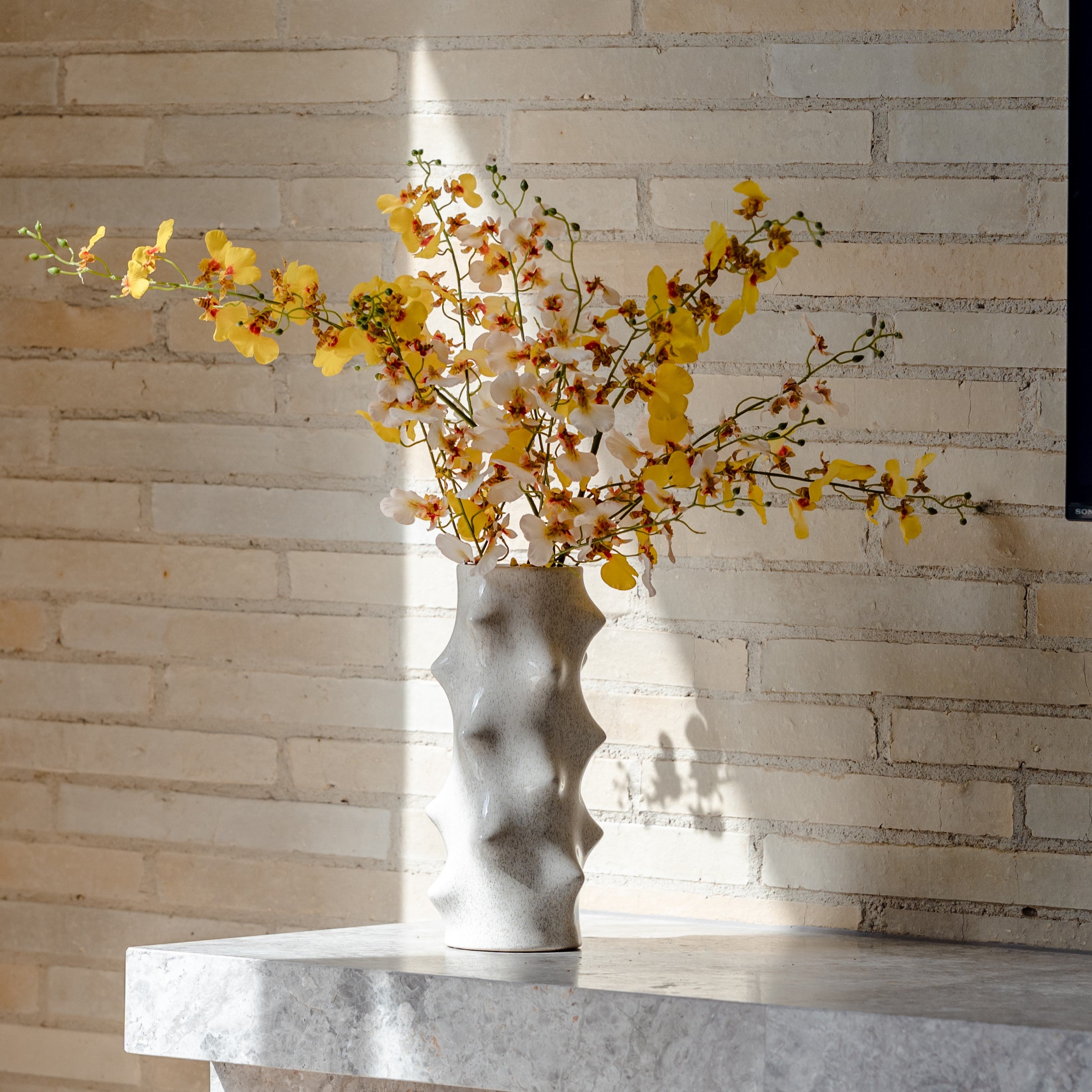 Faux Dancing Orchid Spray | Yellow - 93cm