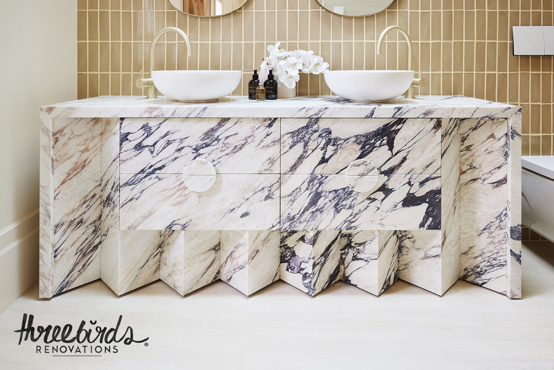 Vanda Orchid 66cm - Eugenia Clay Vase 23cm | Three Birds Set