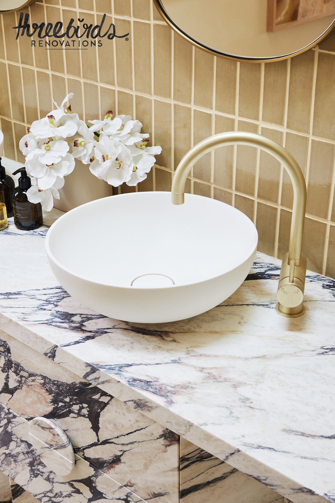 Vanda Orchid 66cm - Eugenia Clay Vase 23cm | Three Birds Set