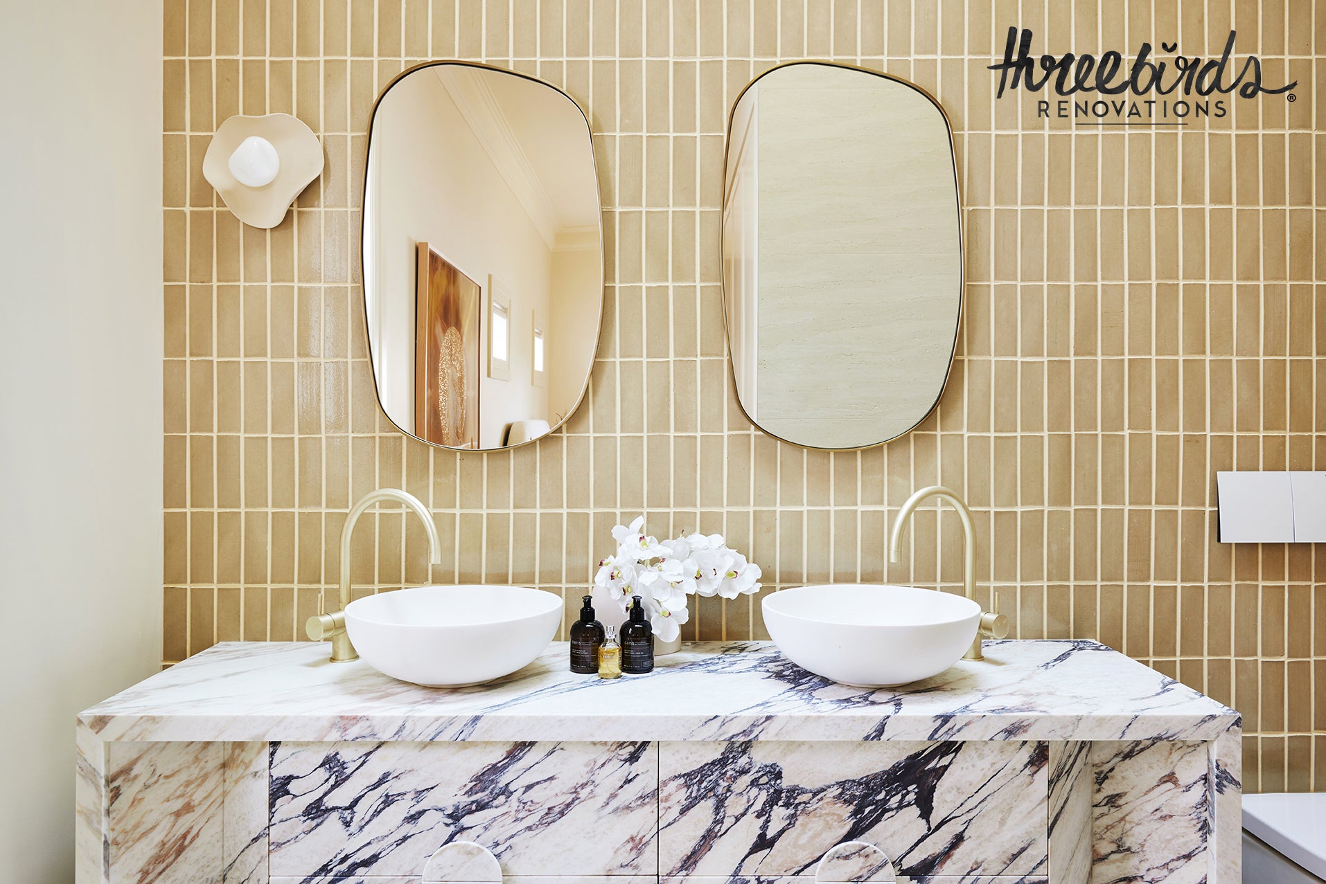 Vanda Orchid 66cm - Eugenia Clay Vase 23cm | Three Birds Set