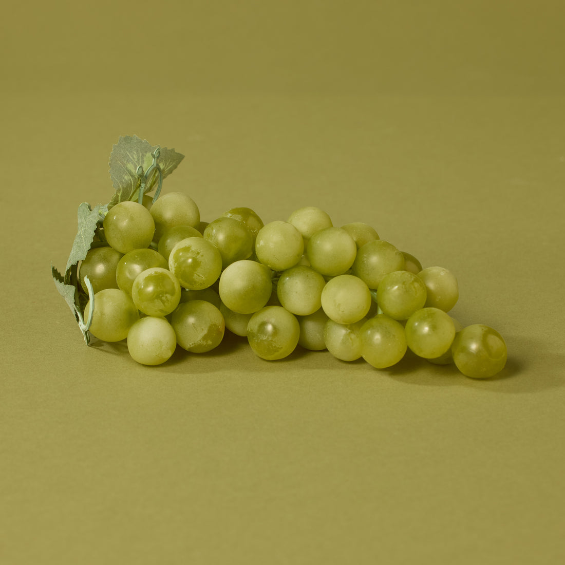 Faux Green Grapes With Leaves | 19cm