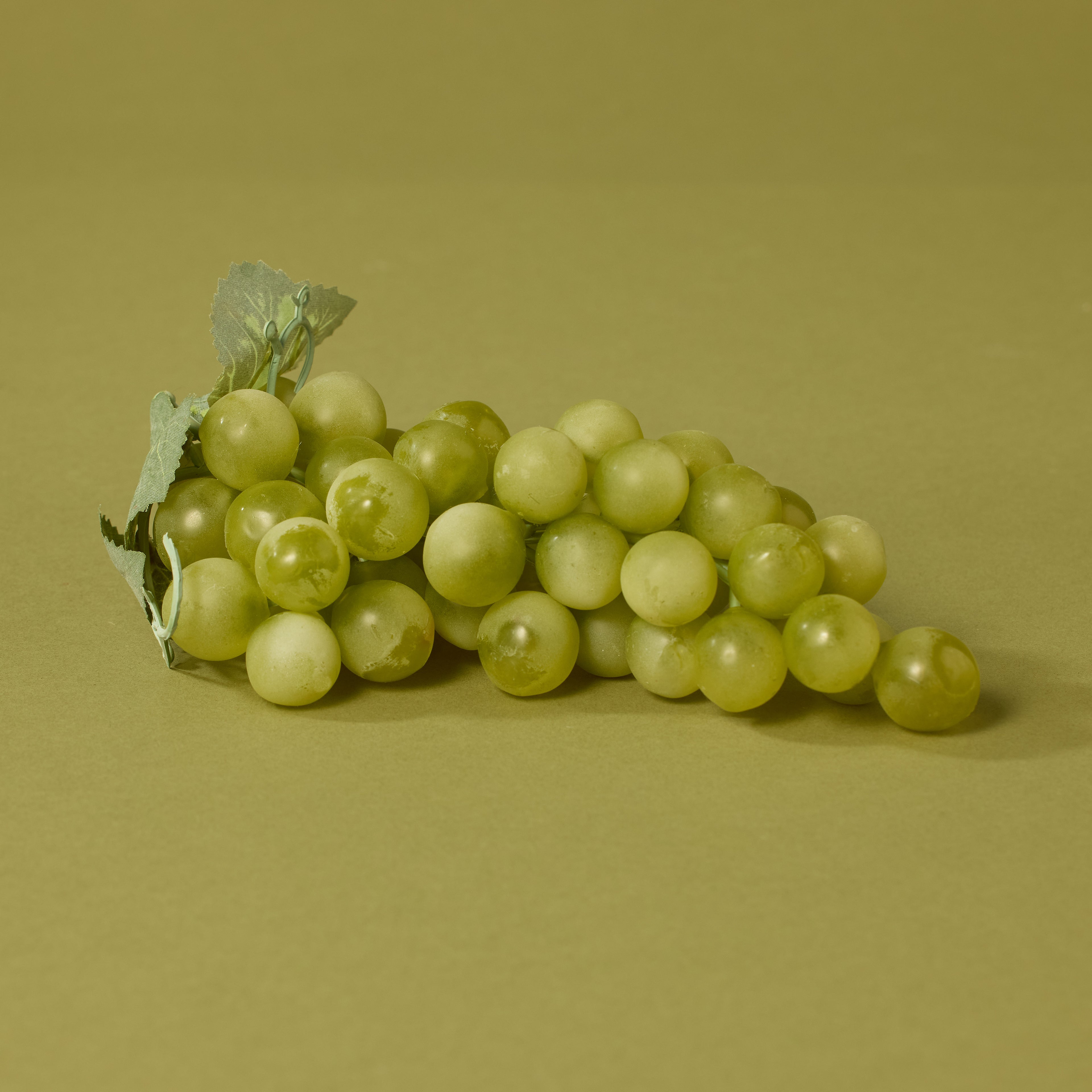 Faux Green Grapes With Leaves | 19cm