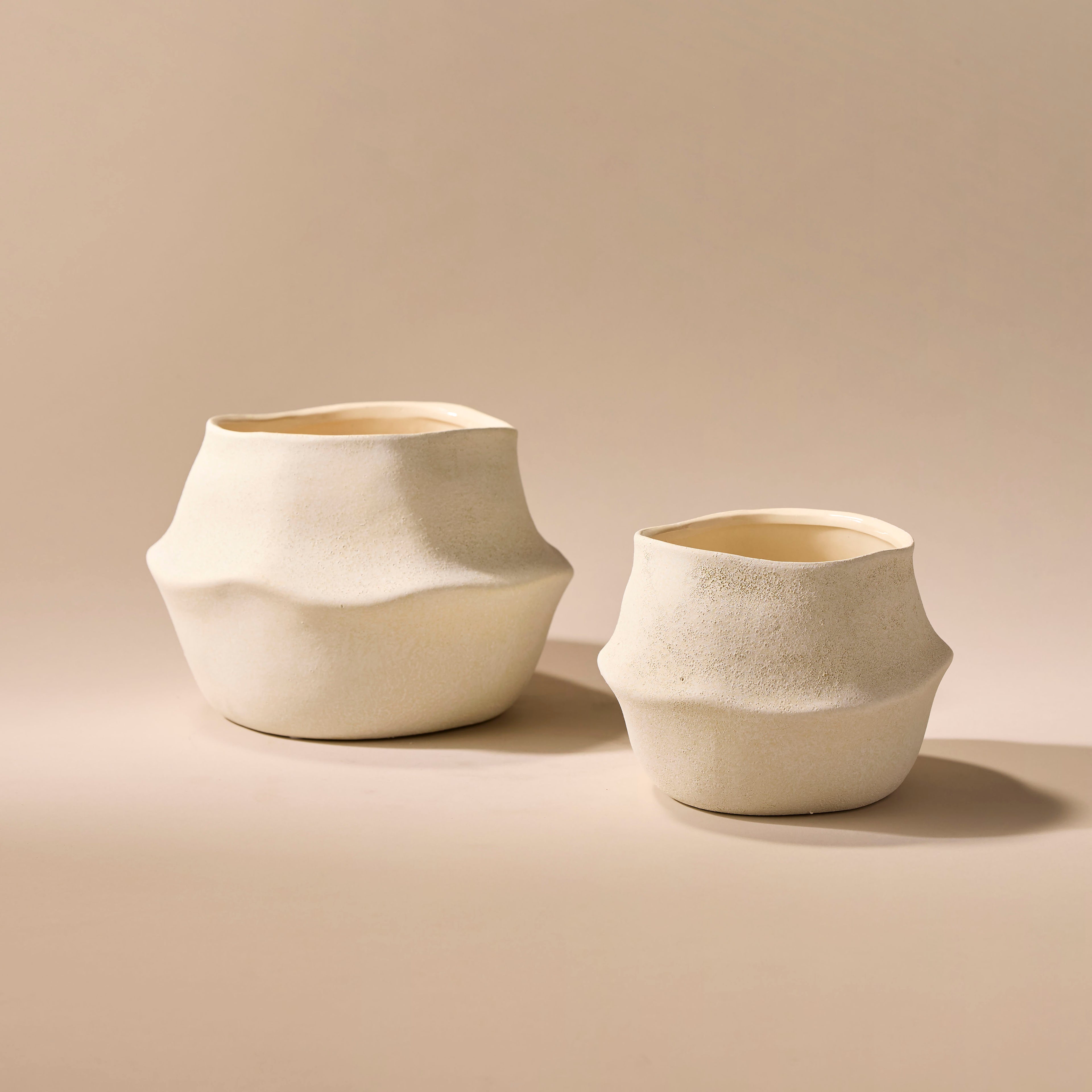 Maliah Pot Wide | Cream - 15cm