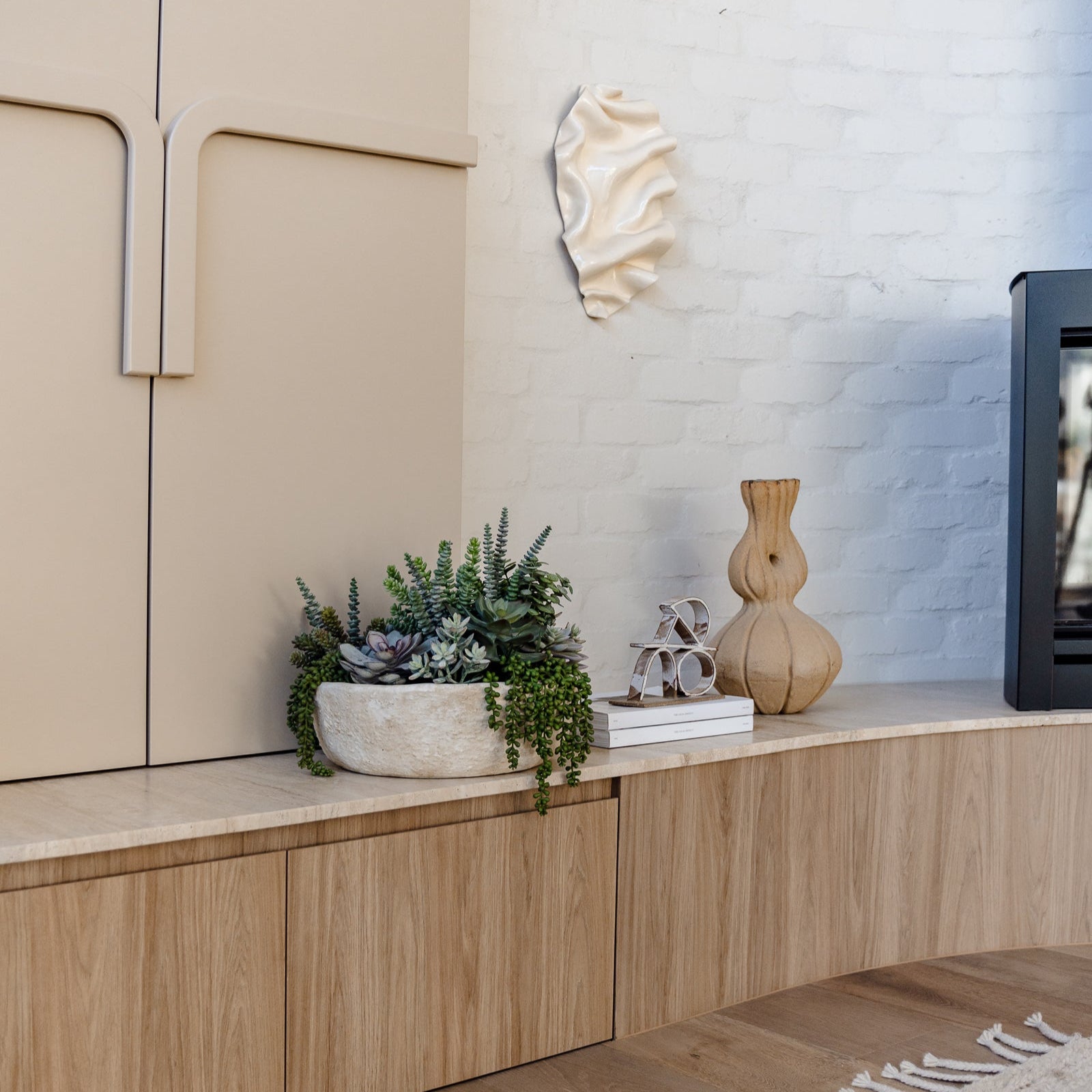 Faux Succulent Garden - Textured Cement Pot | 30cm