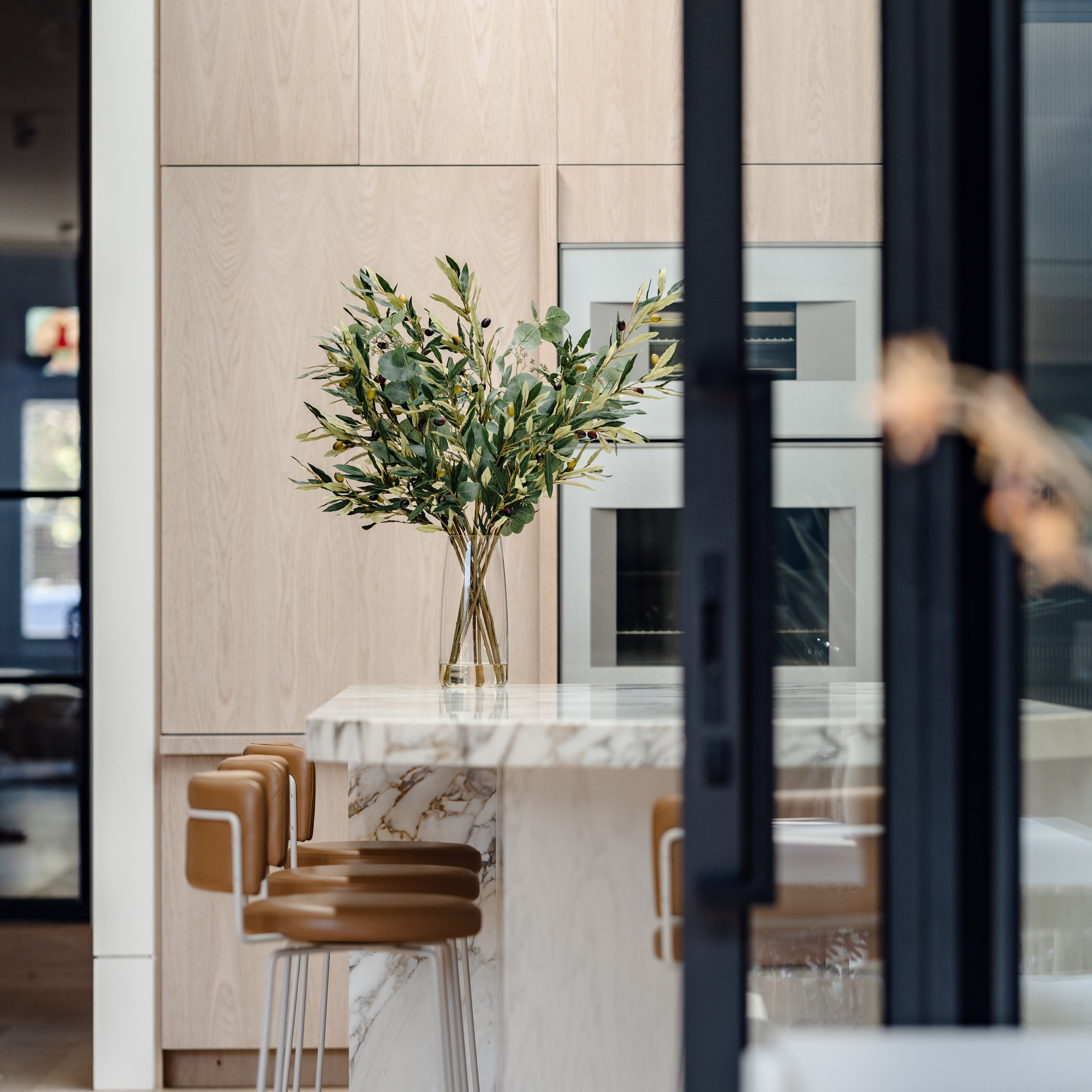 Faux Olive Eucalyptus Mix Arrangement - Alana Vase