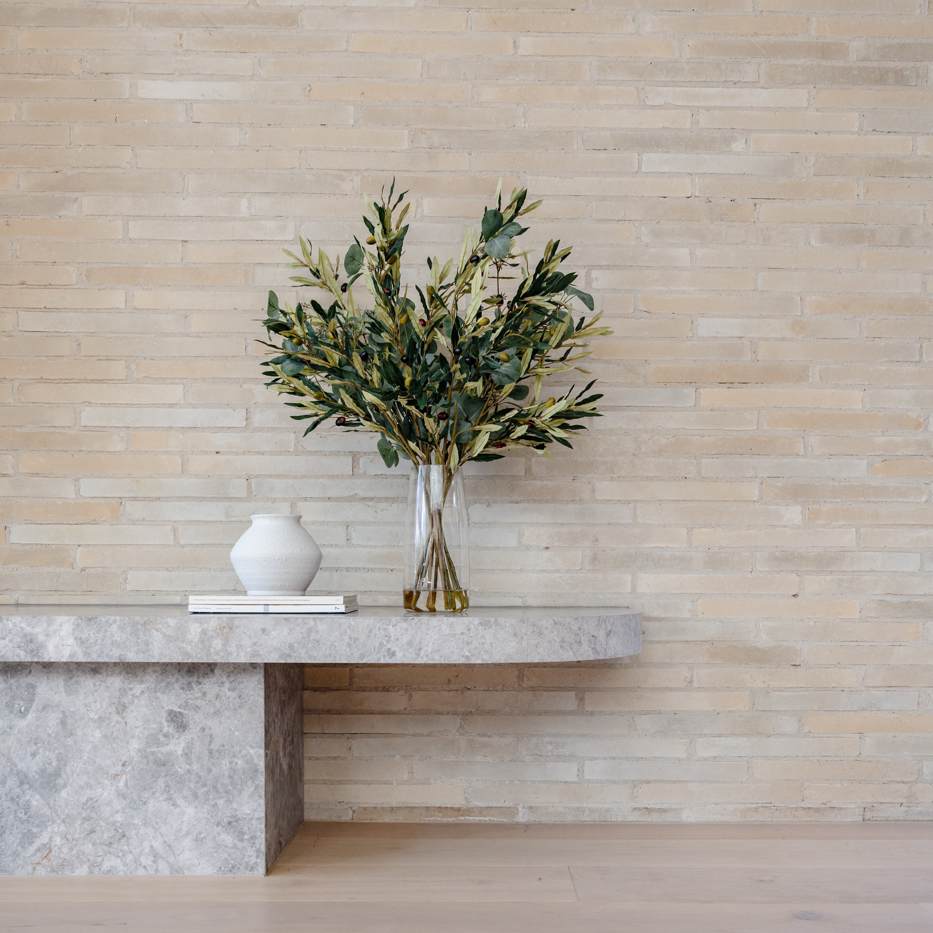 Faux Olive Eucalyptus Mix Arrangement - Alana Vase