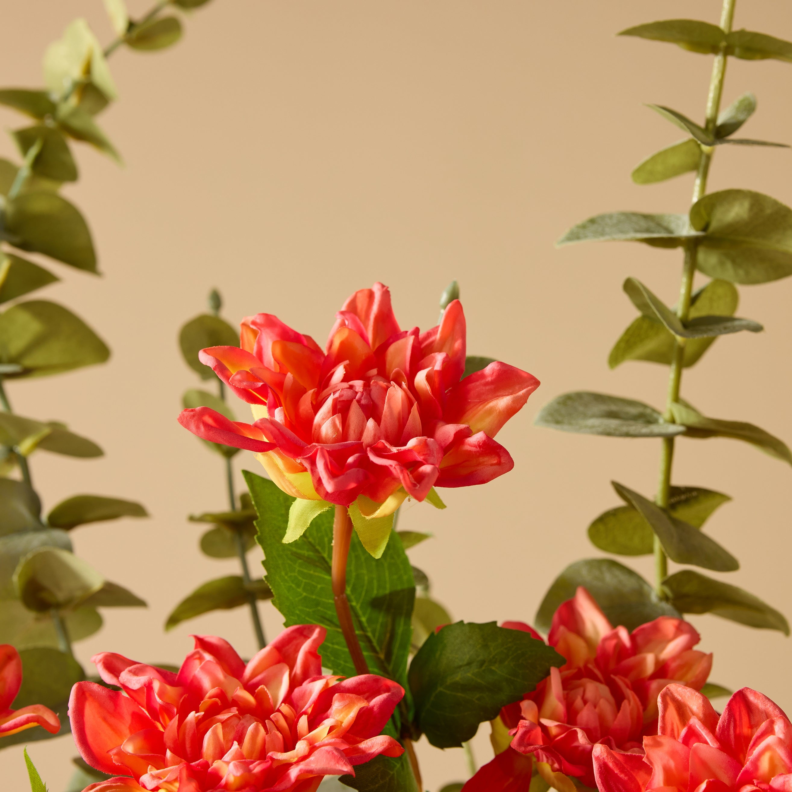 Faux Dahlia Bud Stem | Orange - 60cm