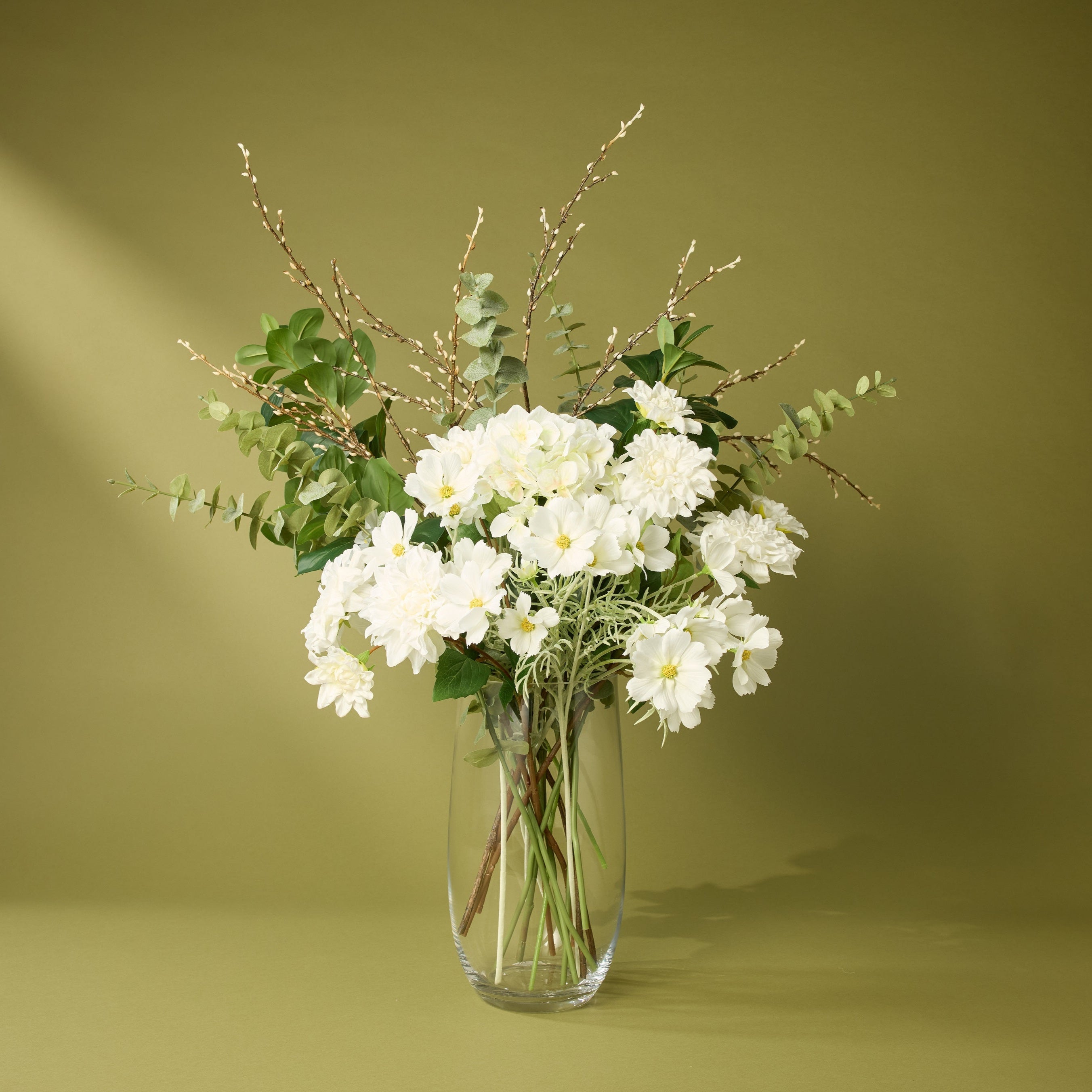 Faux Dahlia Bud Stem | White - 60cm