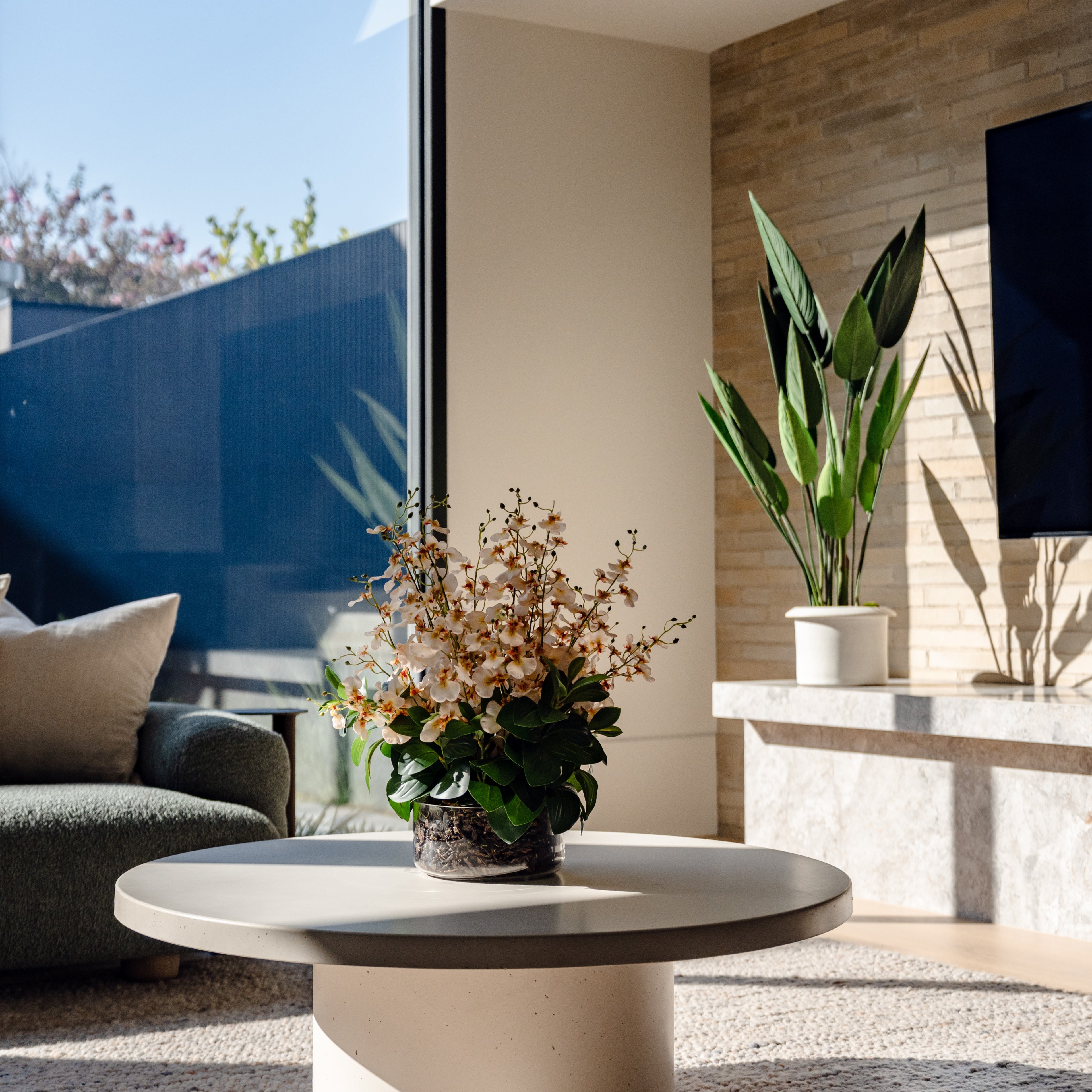 Faux Dancing Orchids - Madelyn Bowl | Cream - 58cm