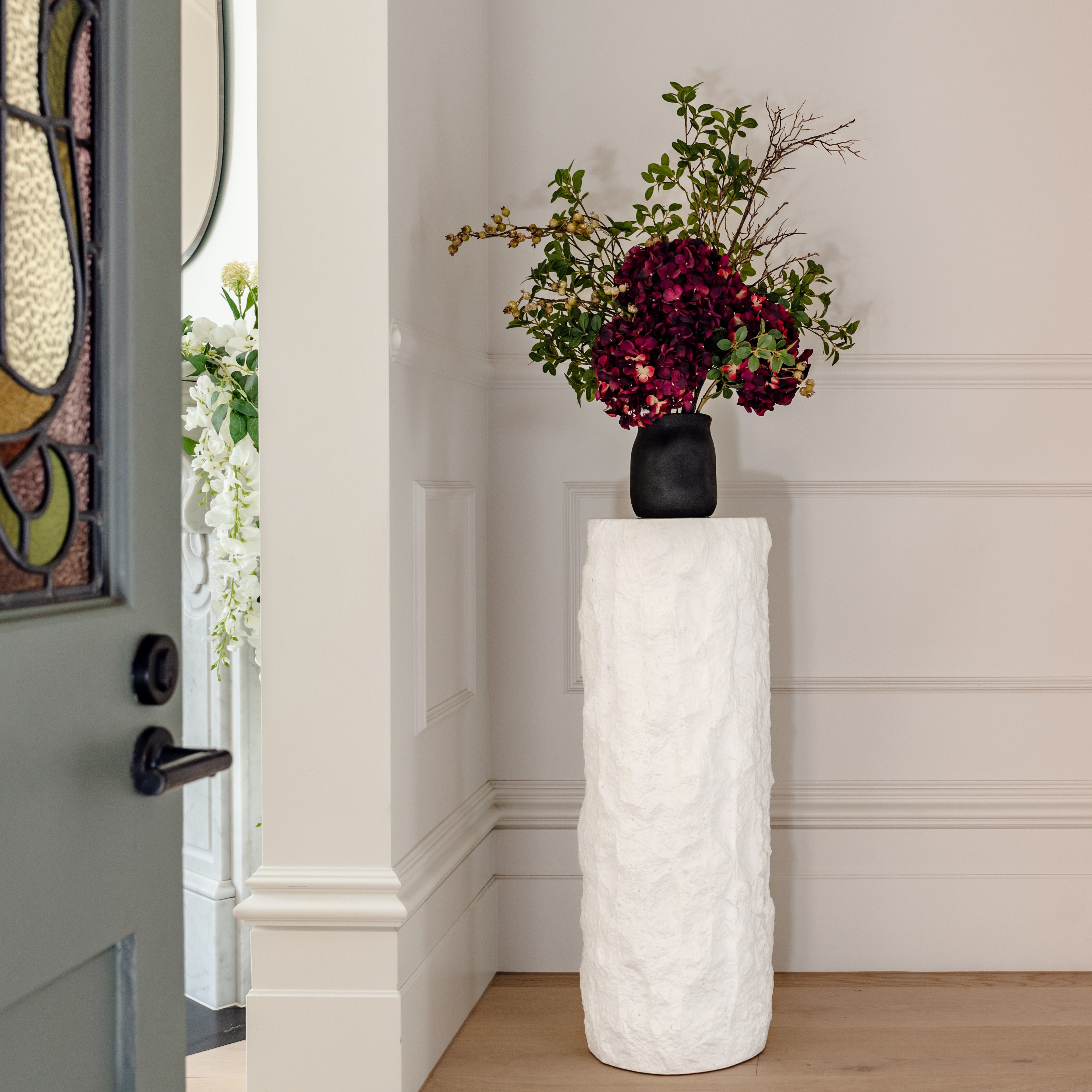 Faux Hydrangea Berry Arrangement - Maliah Pot | Red - 80cm