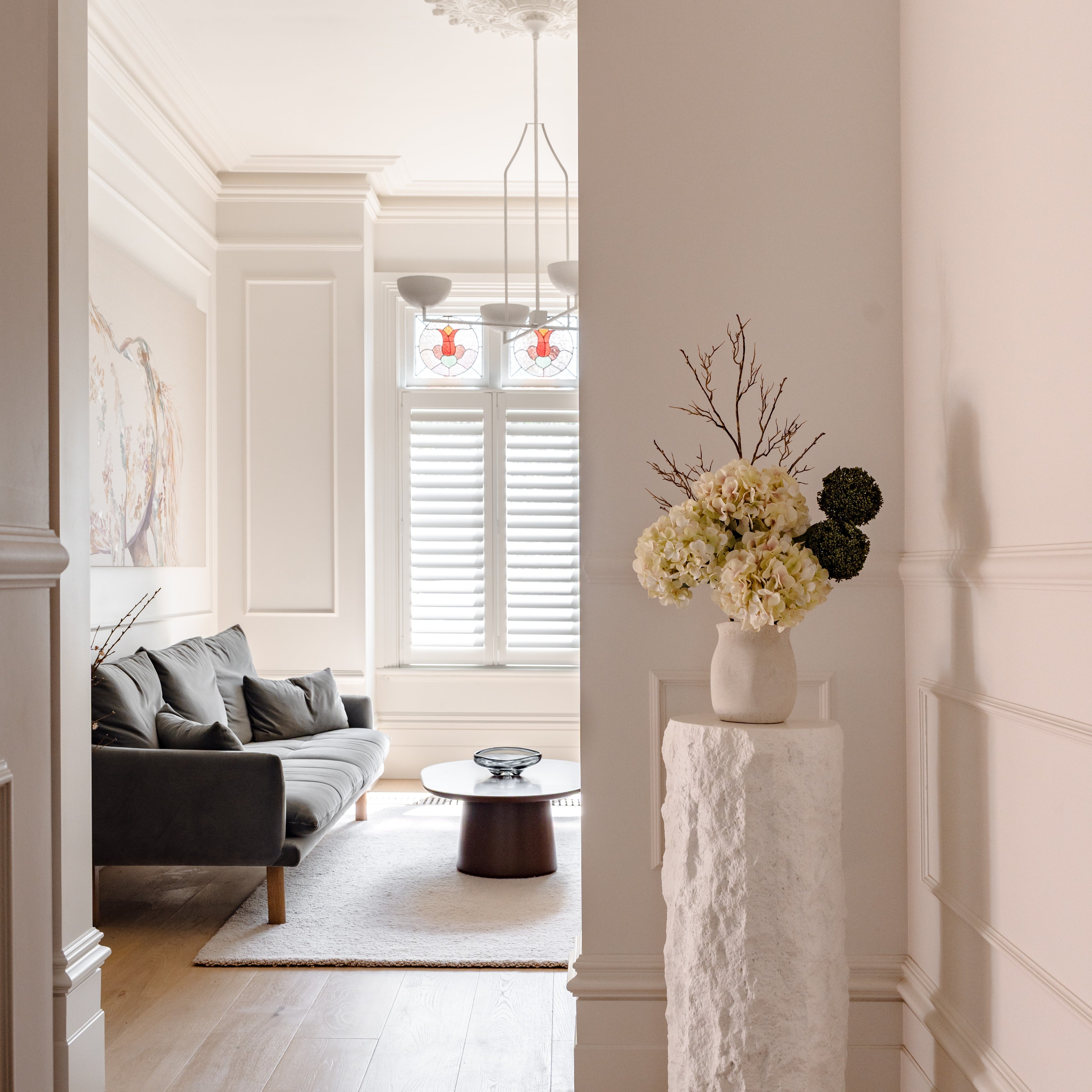 Faux Hydrangea Allium Arrangement - Maliah Pot | Green - 76cm