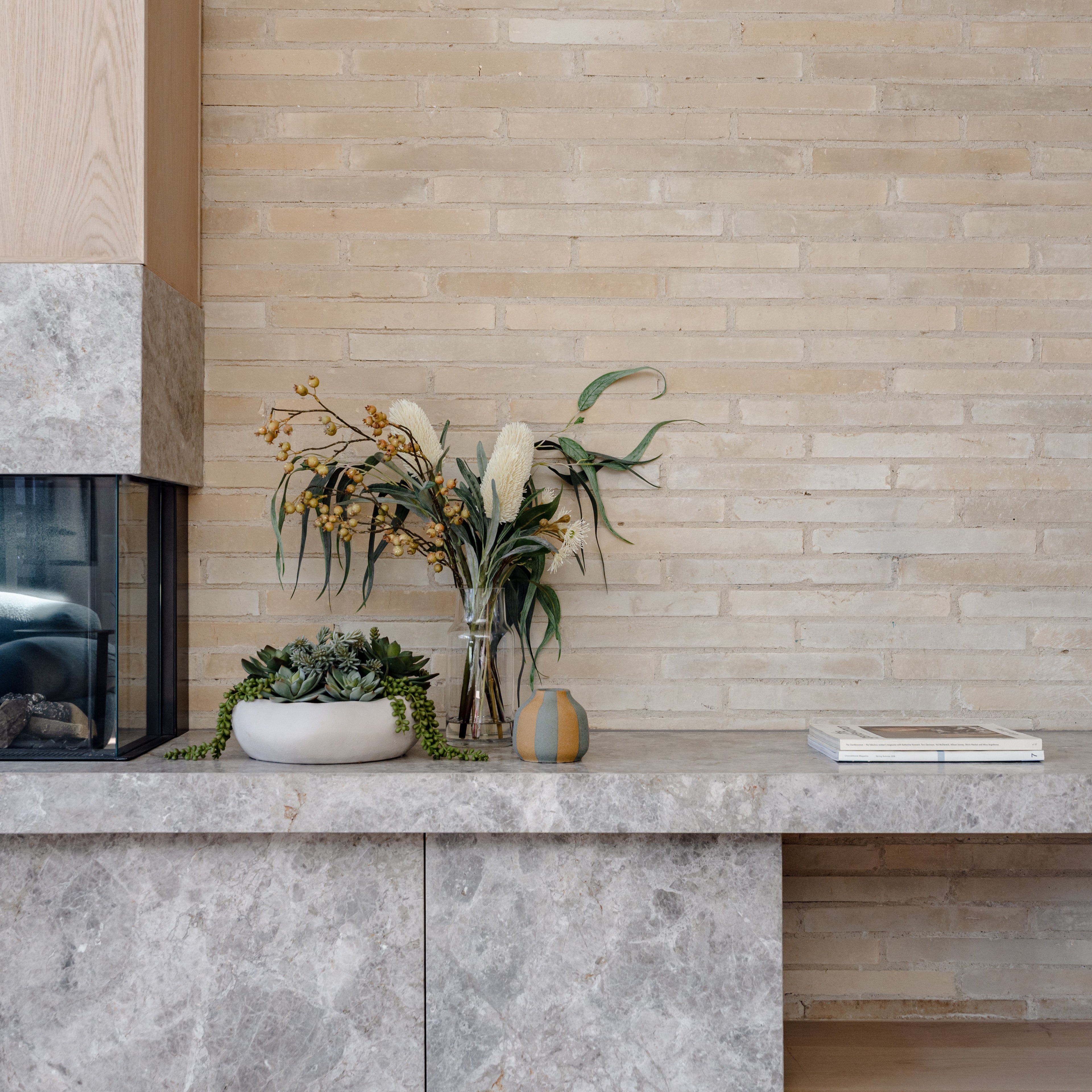 Faux Banksia Eucalyptus Arrangement - Rachel Vase | Cream - 85cm