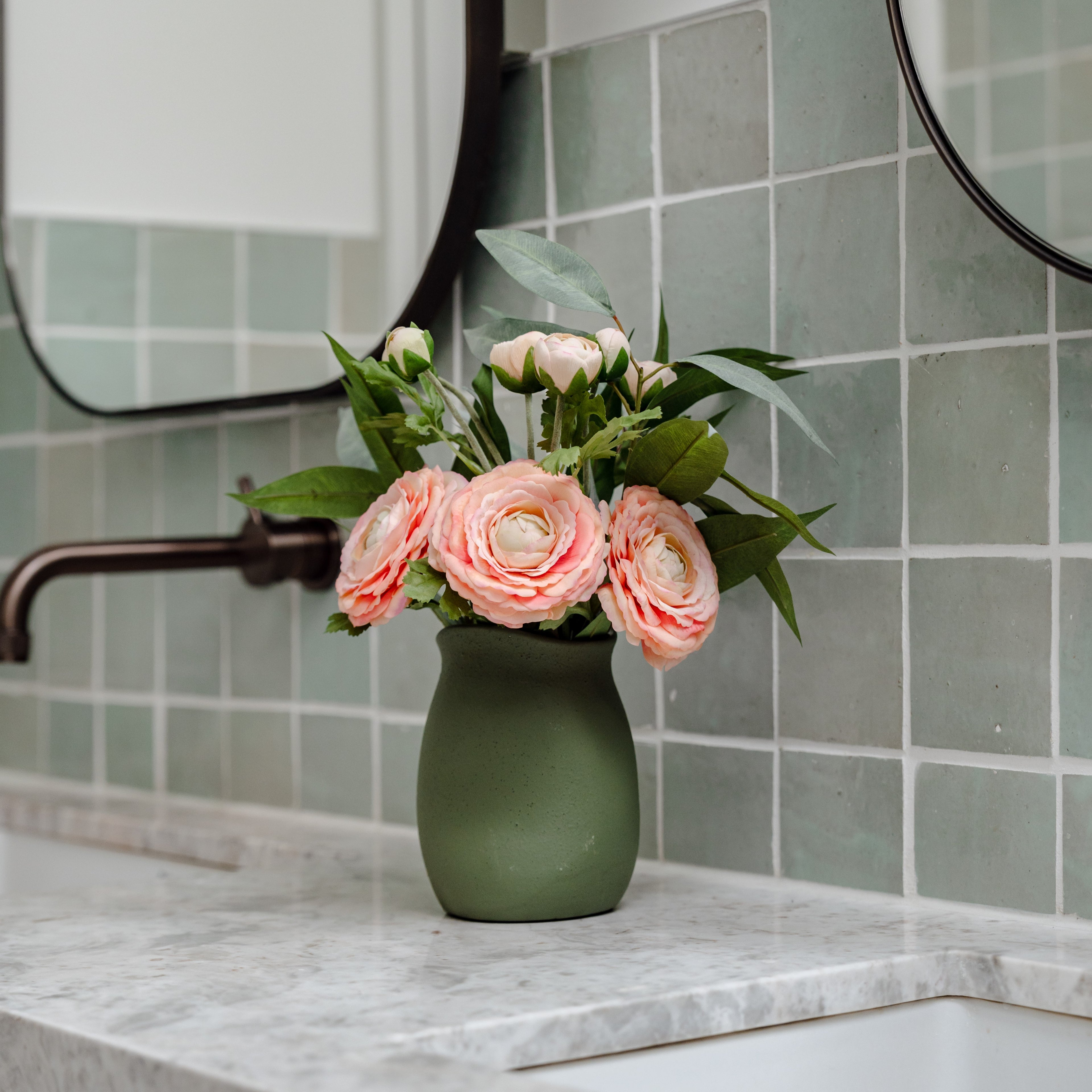 Faux Real Touch Ranunculus Spray | Orange - 60cm