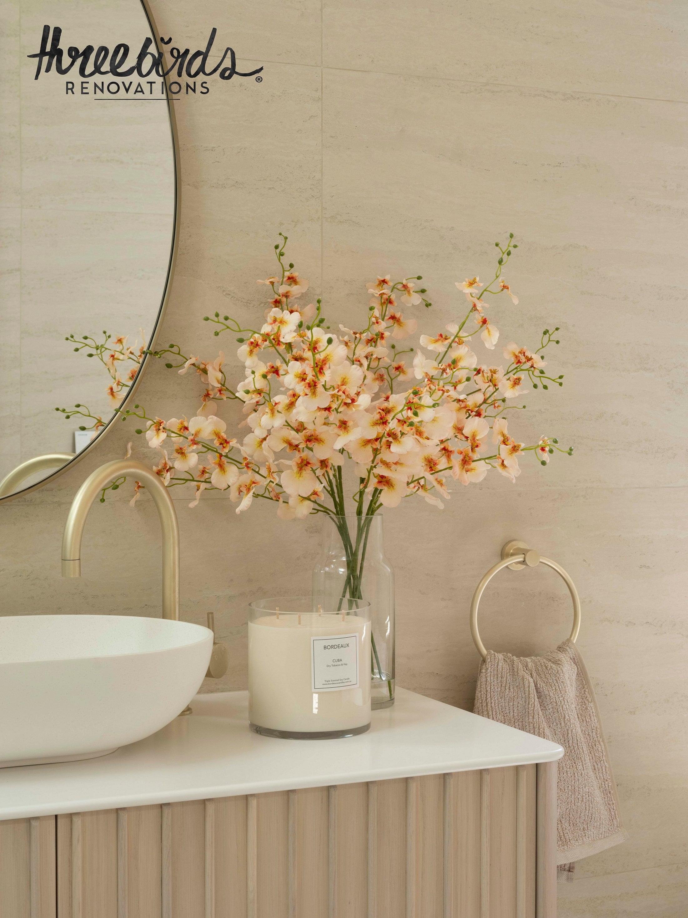 Faux Dancing Orchids -  Rachel Vase | Cream - 57cm
