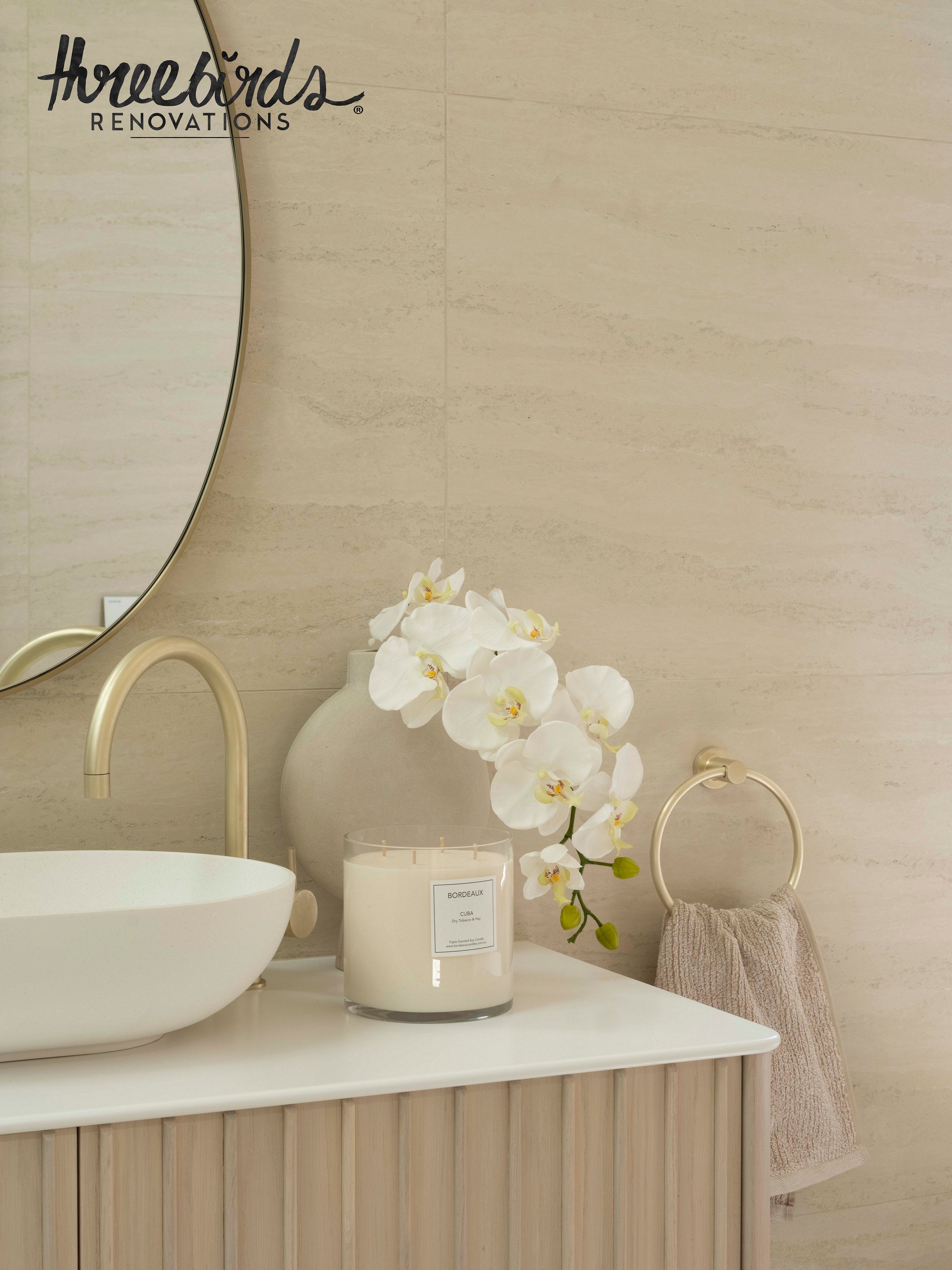 Phalaenopsis Orchid Spray - Bambi Vase 28cm | Three Birds Set