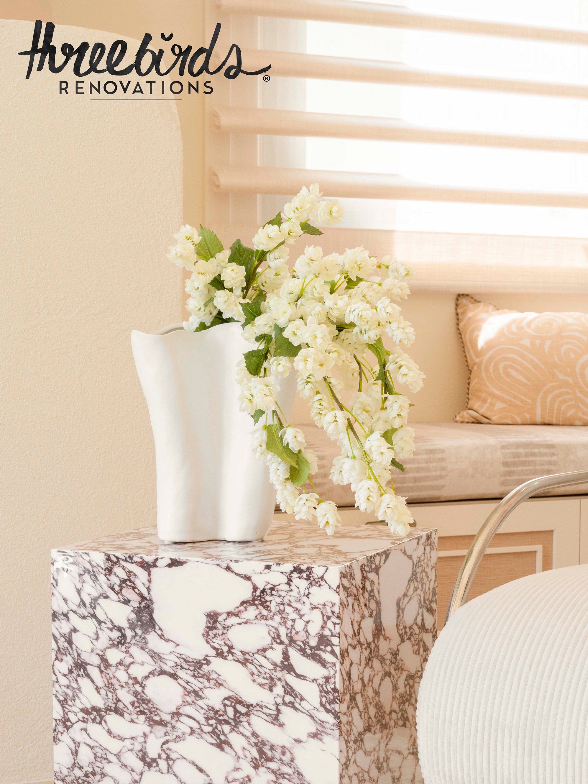 Faux Hops Flower Stem | White - 97cm