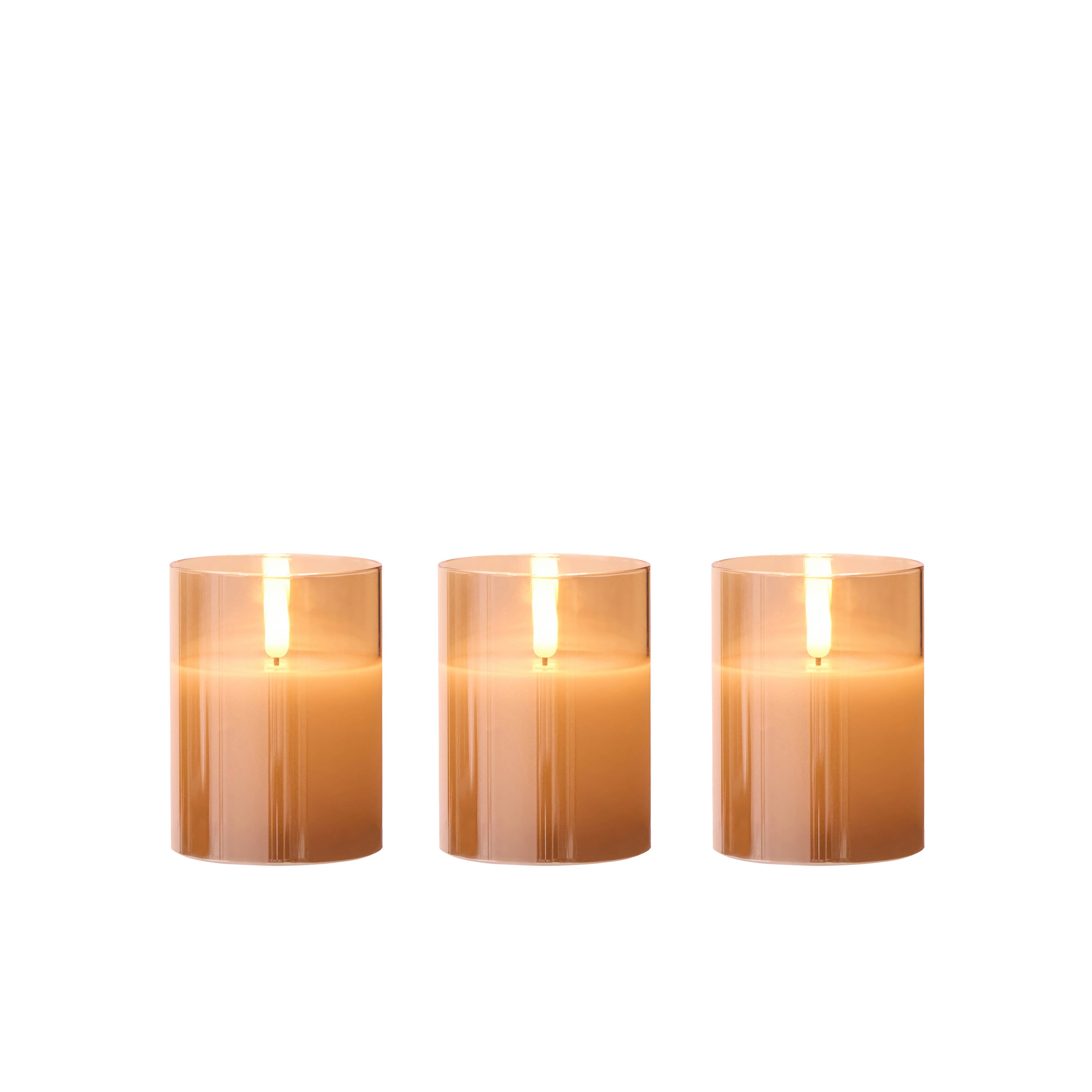 Amber Unaflame LED Candle Set of 3 | 10cm