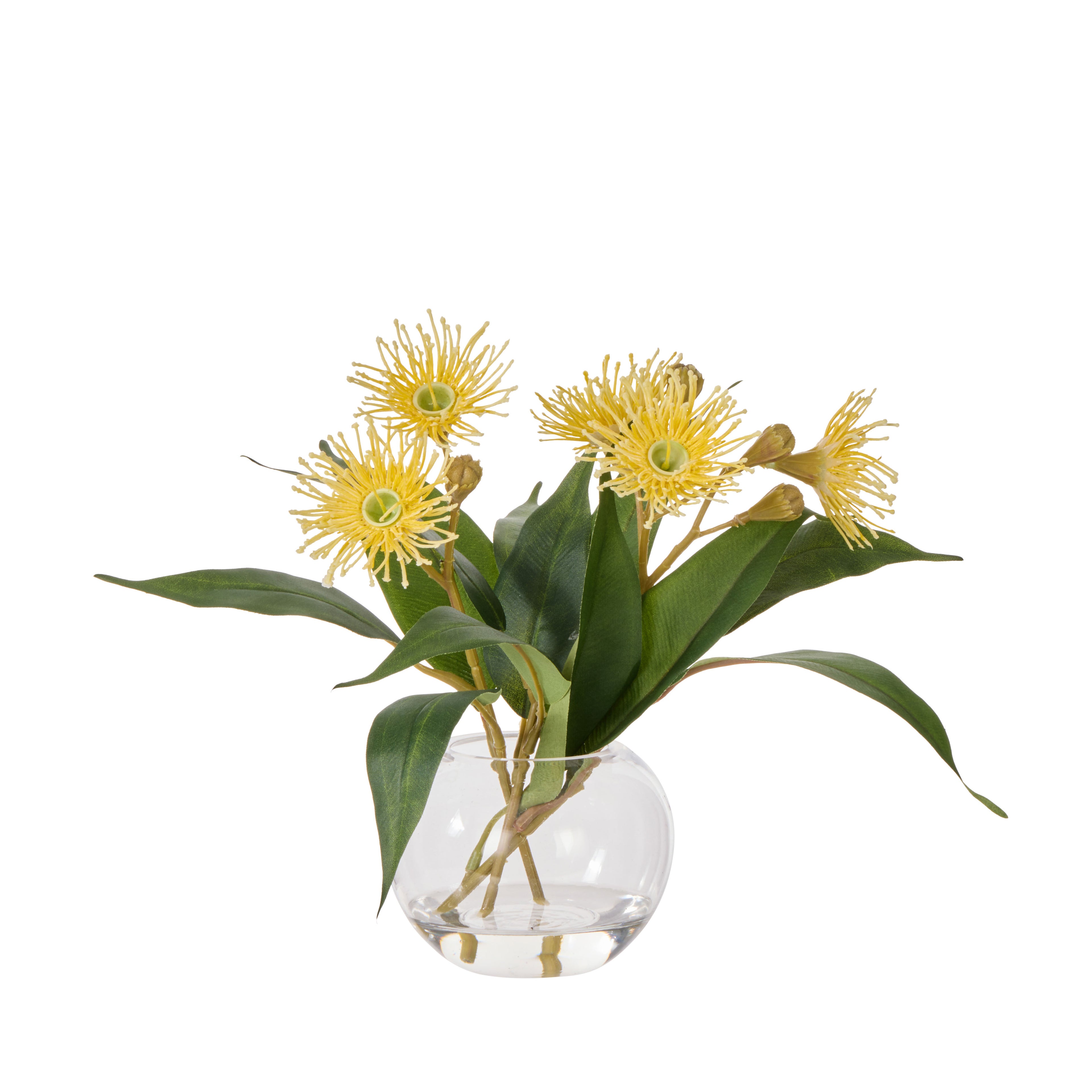 Faux Flowering Eucalyptus - Phoebe Vase | Yellow - 21cm