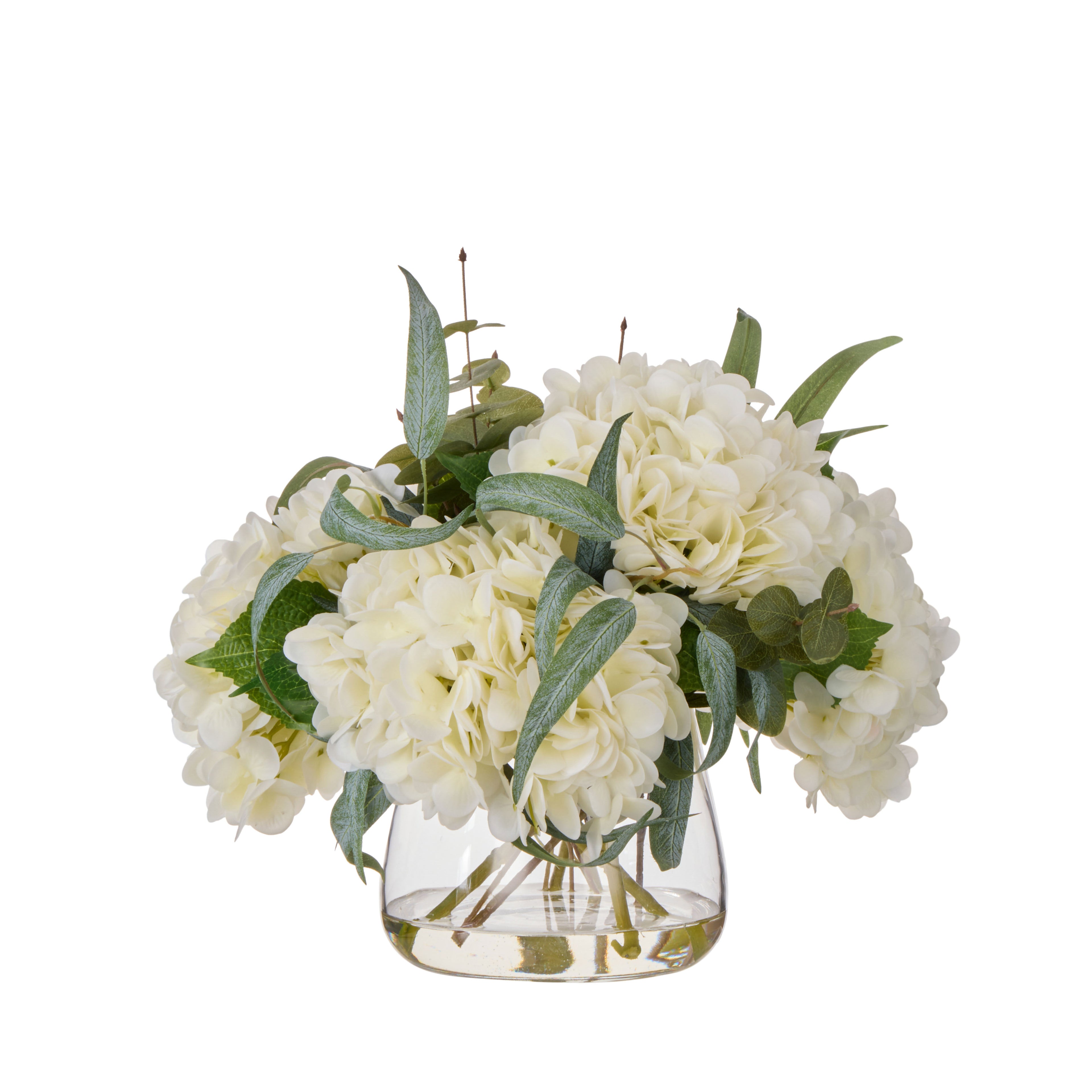 Faux Hydrangea Native Mix - Bowl |White - 35cm