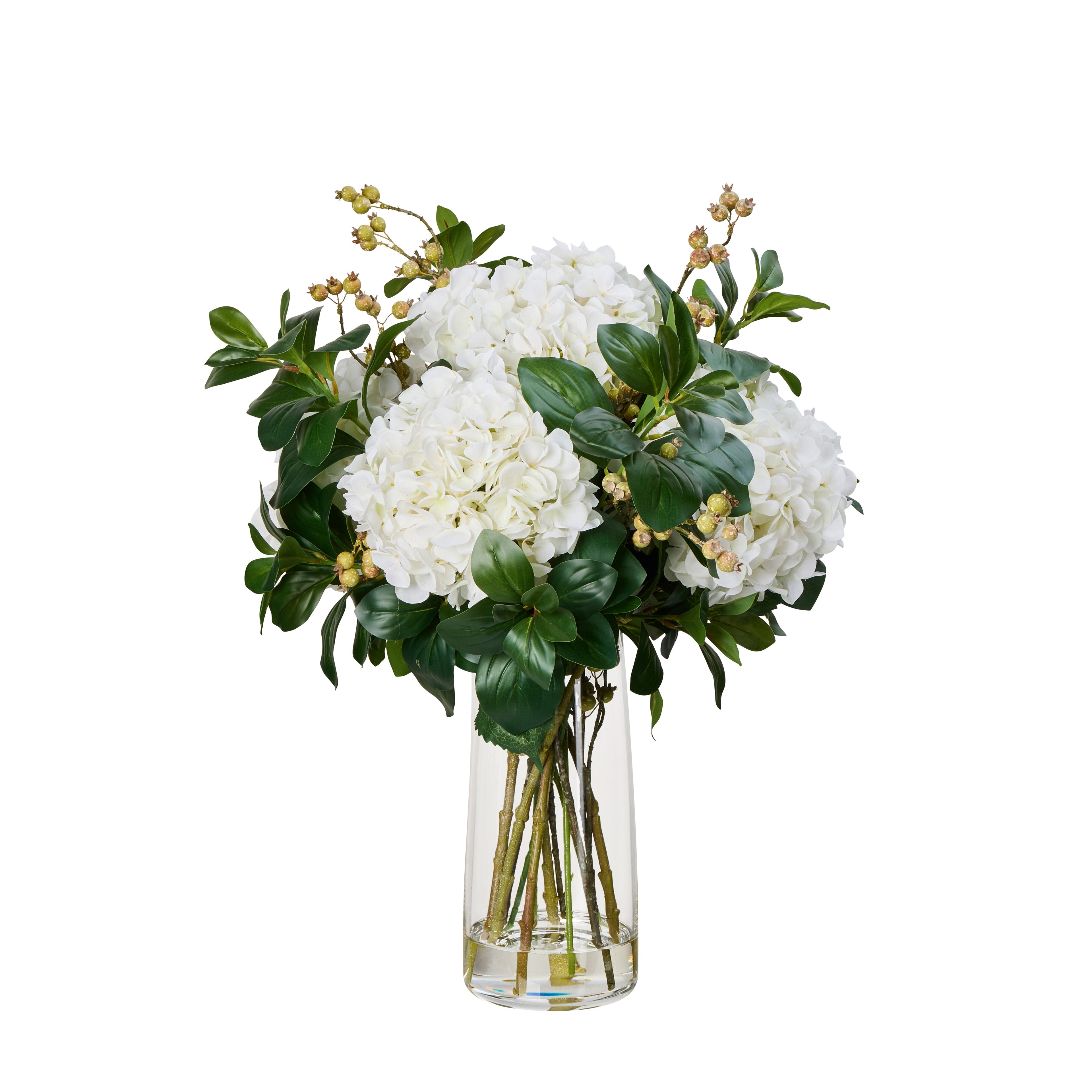 Faux Hydrangea Berry Mix - Alana Vase | White - 65cm
