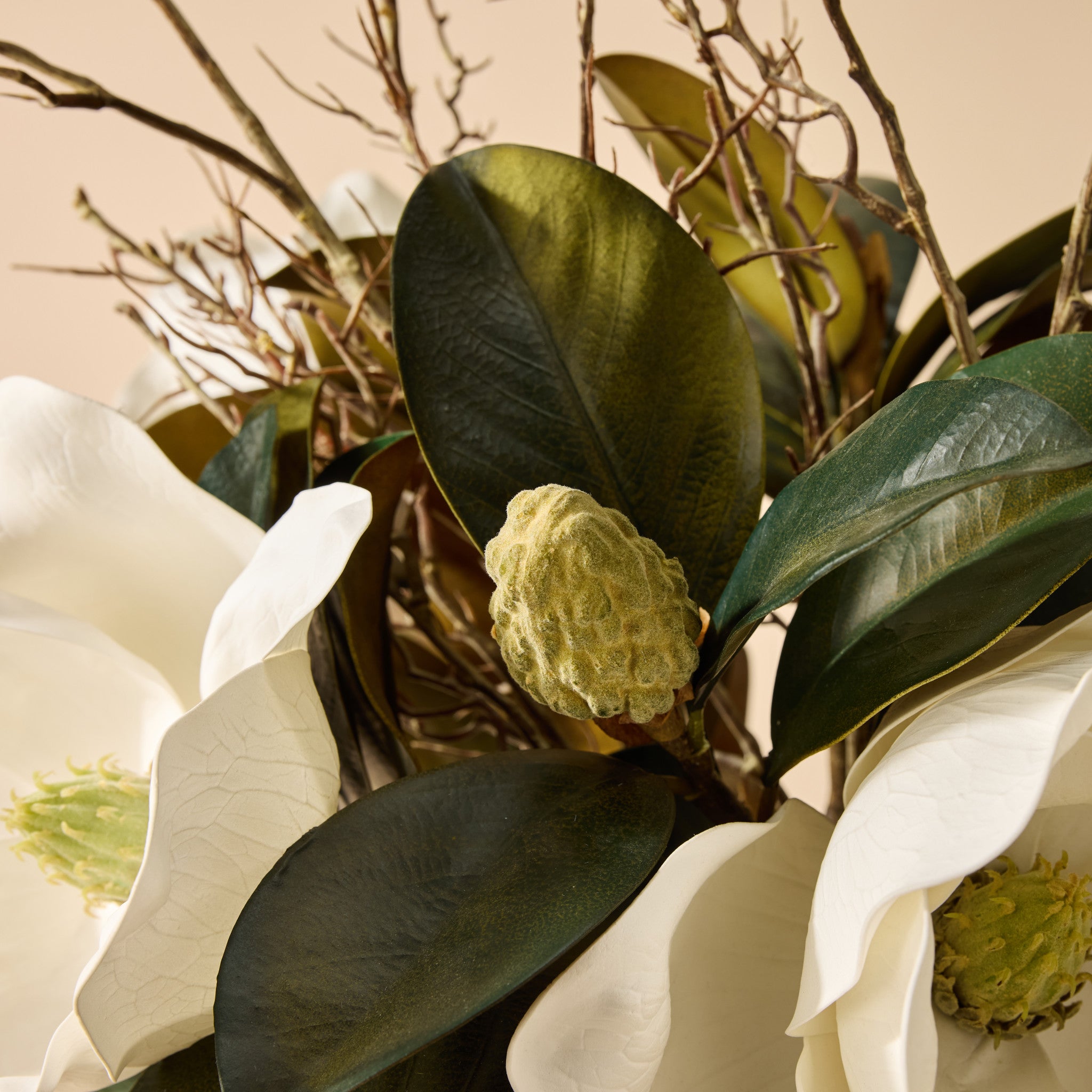 Faux Magnolia Grandiflora Arrangement - Alana Vase