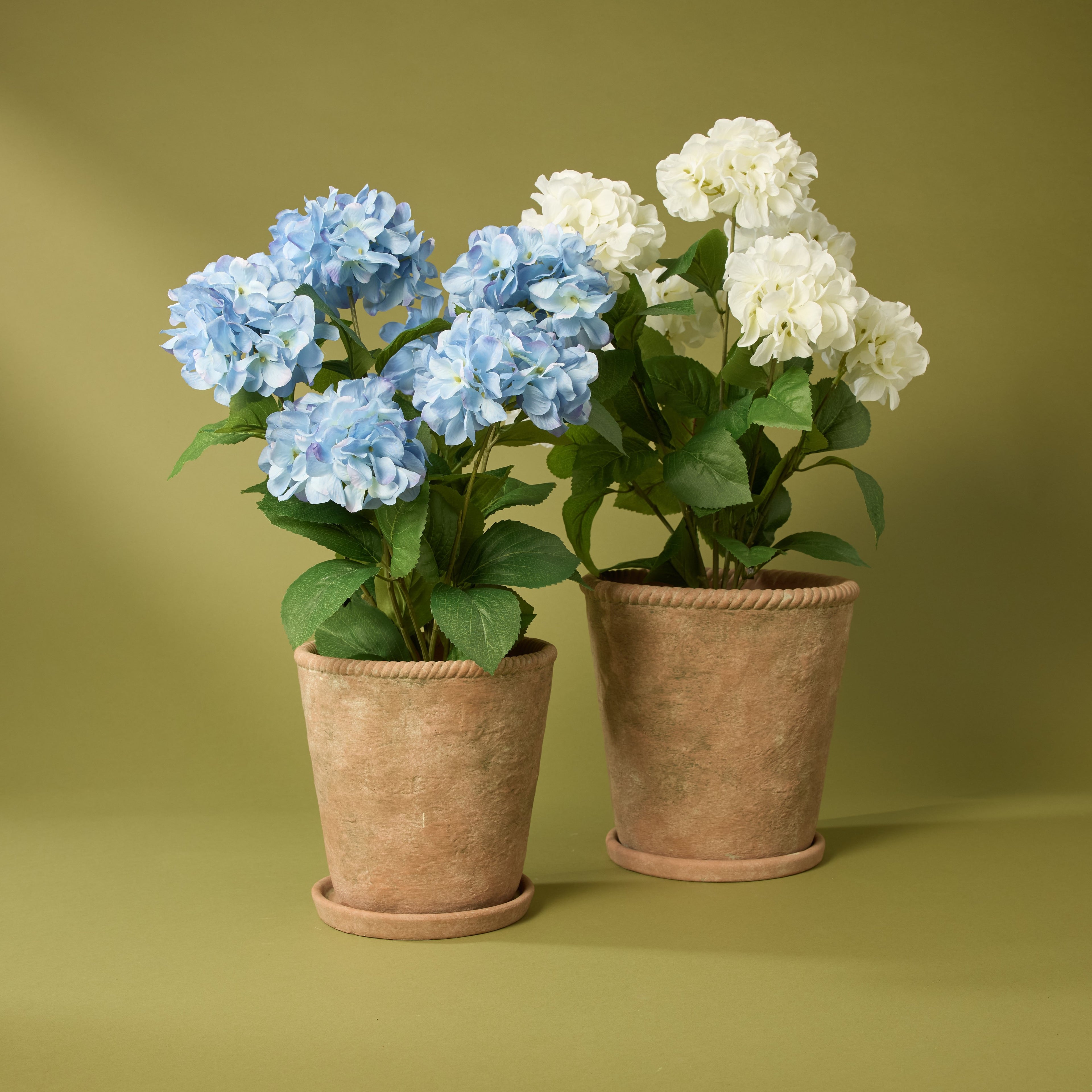 Faux Hydrangea Plant - Garden Pot | Blue - 59cm