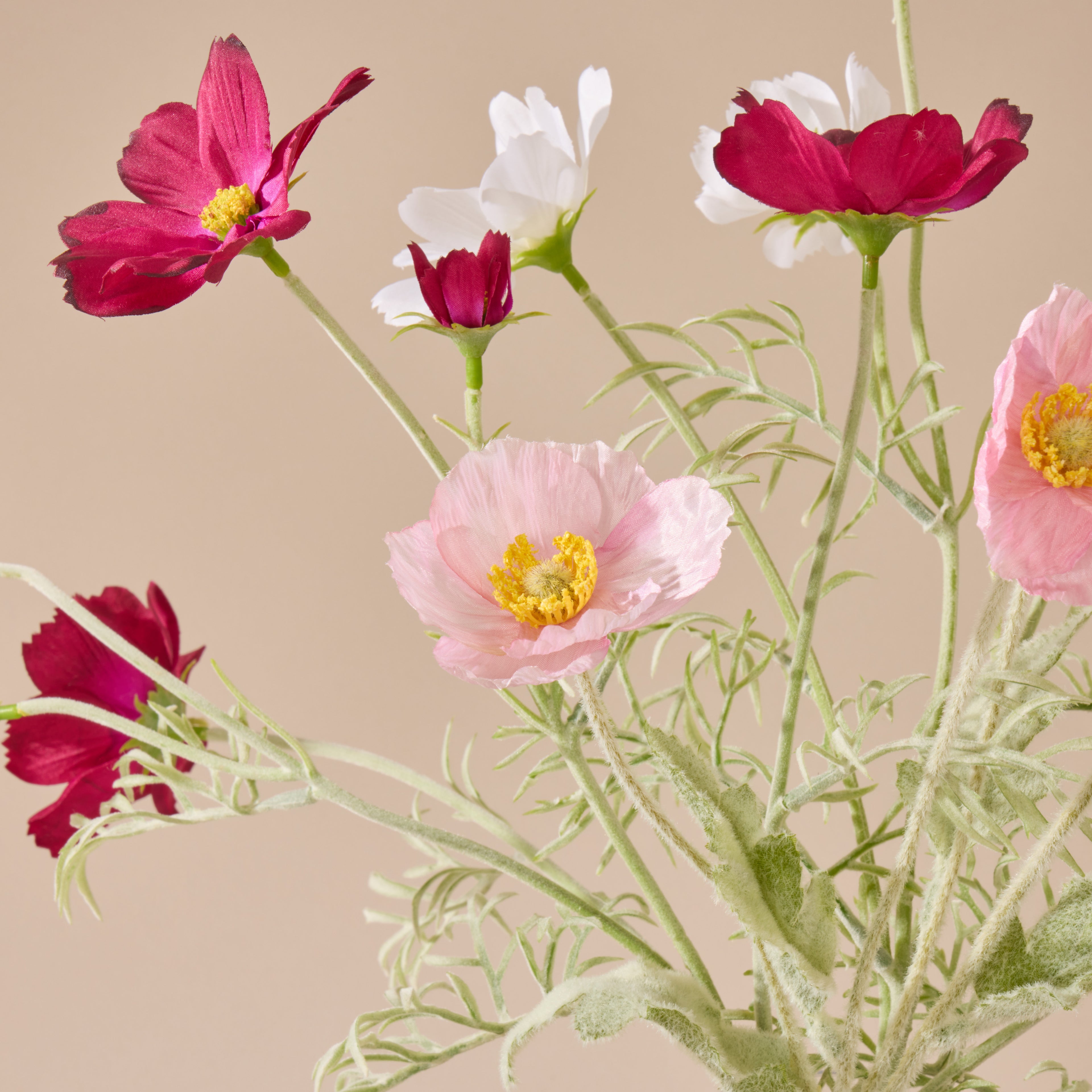Faux Poppy Cosmos Mix - Giselle Tall Vase | Pink & White - 45cm