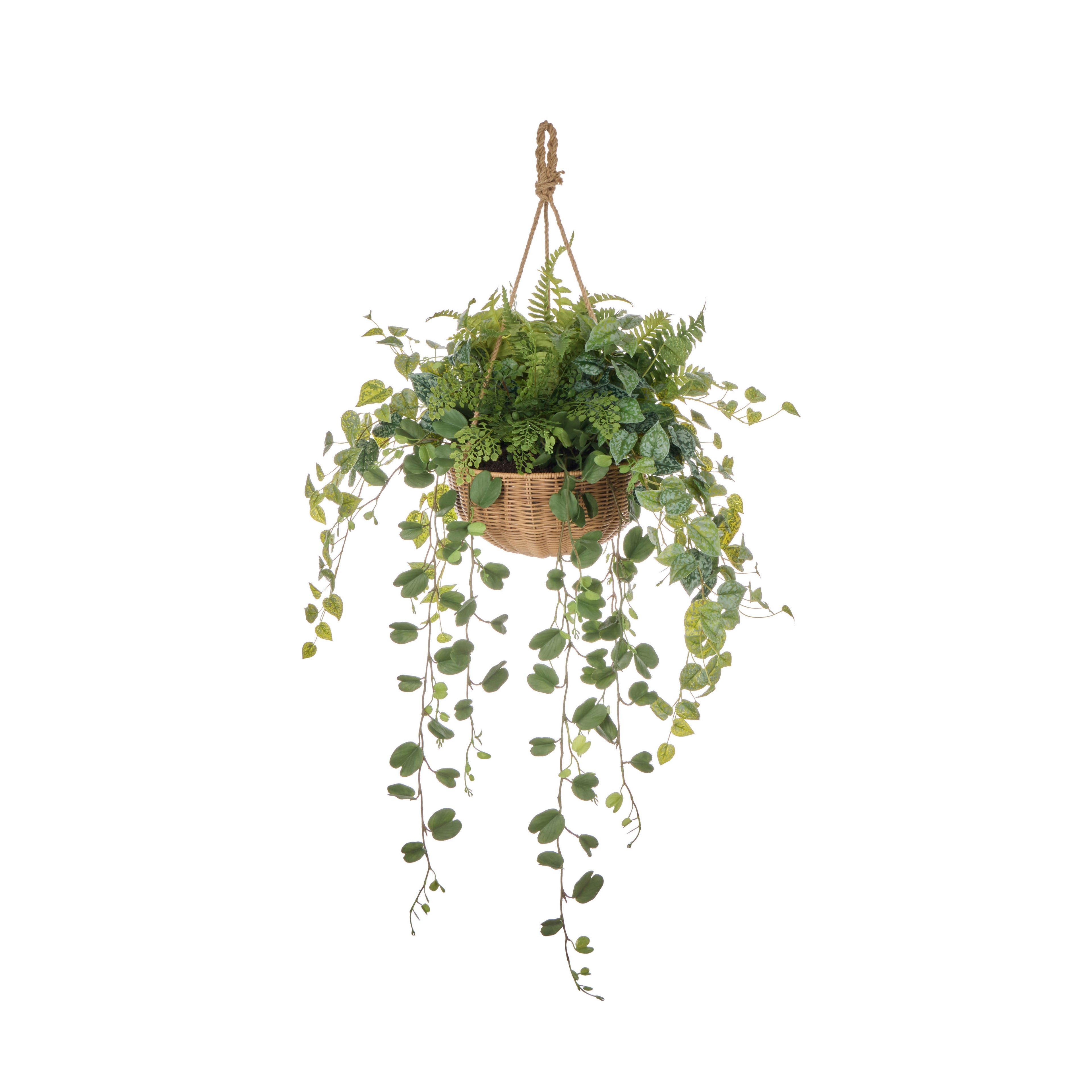 Faux Fern Garden Mix - Laos Hanging Planter | Green - 126cm