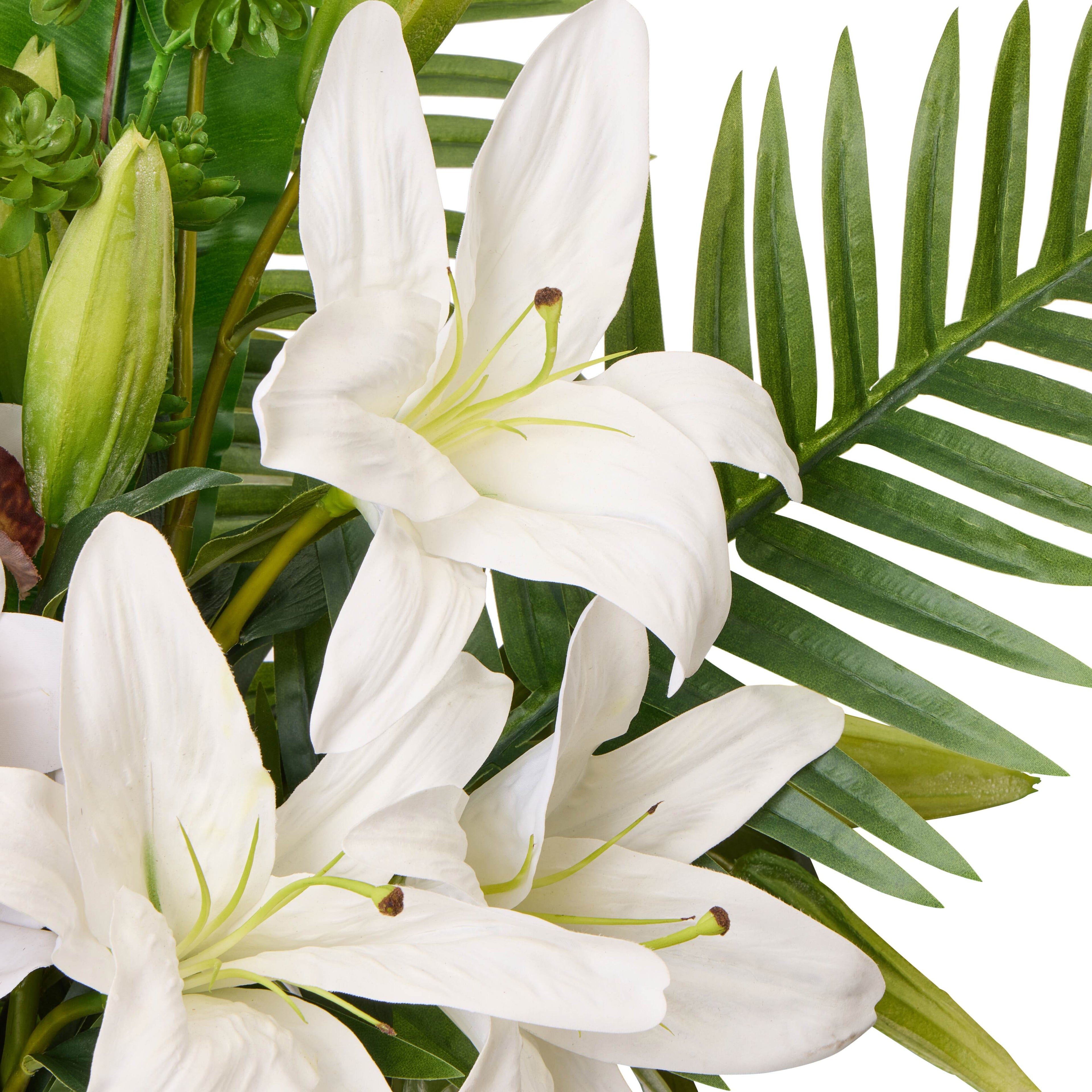 Faux Lily Fiddle Leaf Mix - Alana Vase| White - 84cm