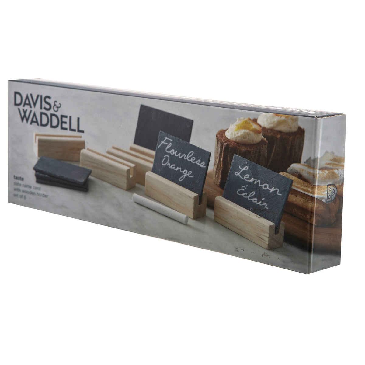 Davis & Waddell Slate and Wood Name Card 7pcs Set Multi-Coloured