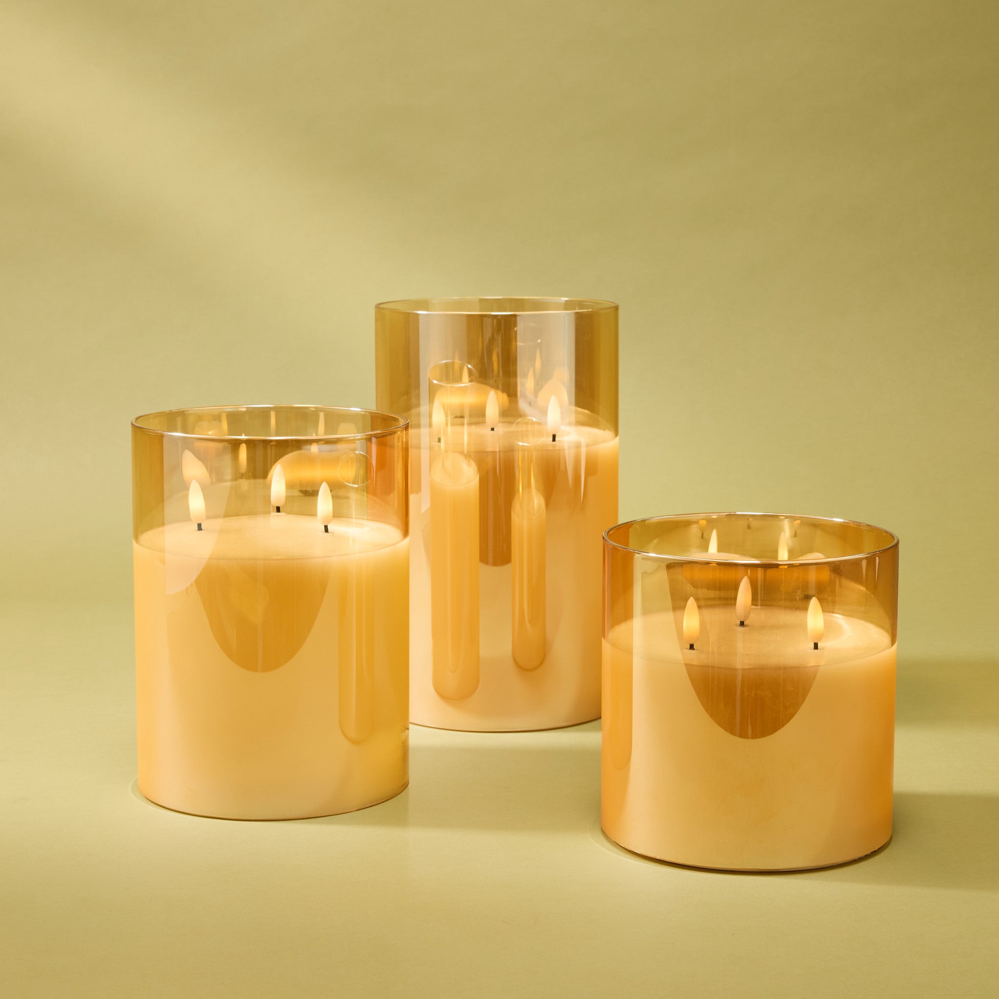 Amber Triflame LED Candle | 25cm