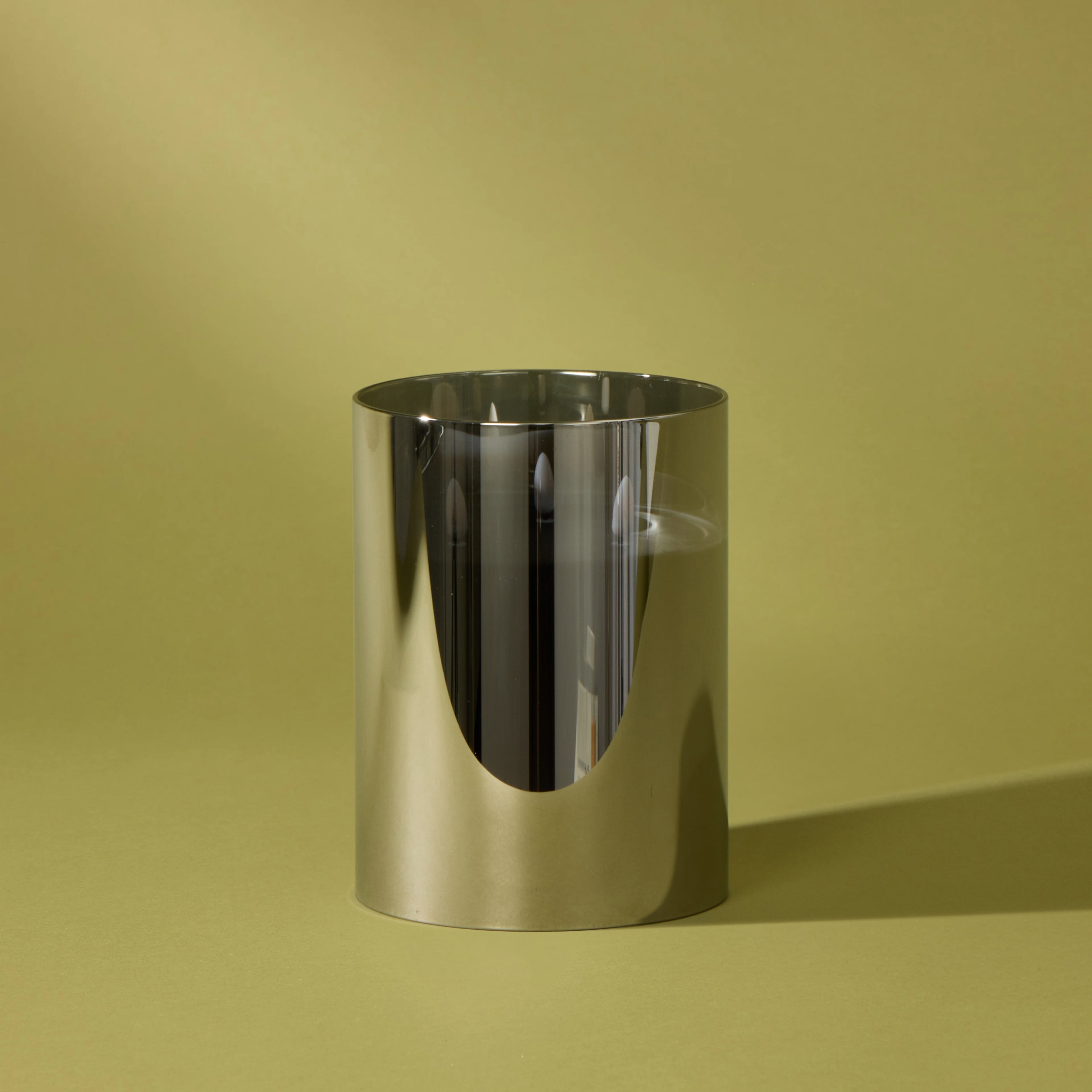 Black Glass Triflame LED Candle | 20cm