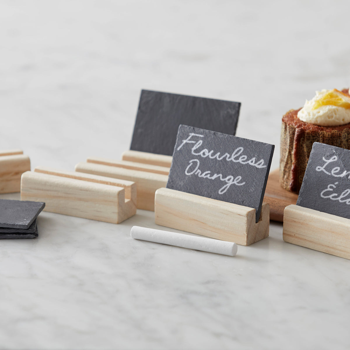 Davis & Waddell Slate and Wood Name Card 7pcs Set Multi-Coloured