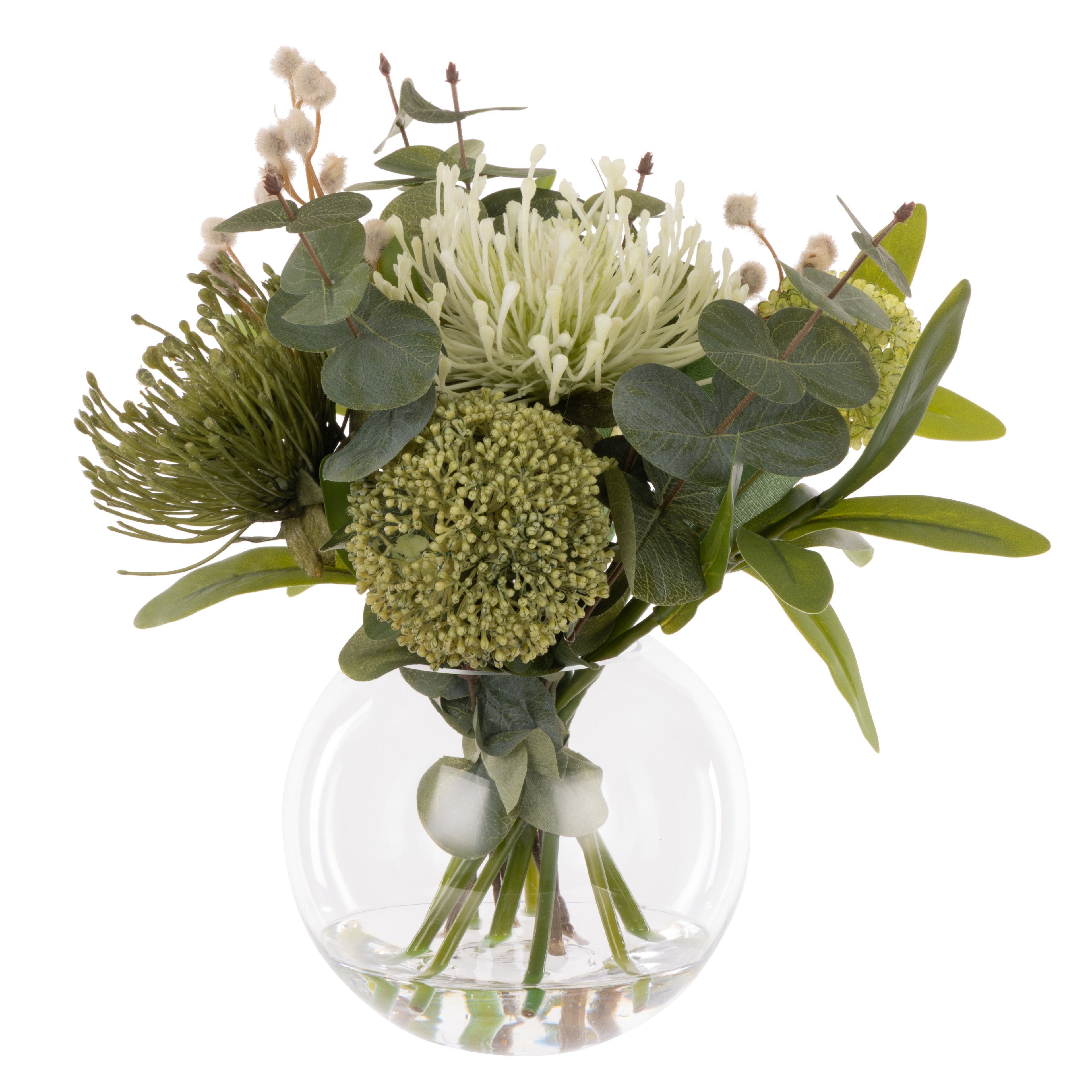 Faux Native Mix - Glass Fish Bowl | Green - 30cm