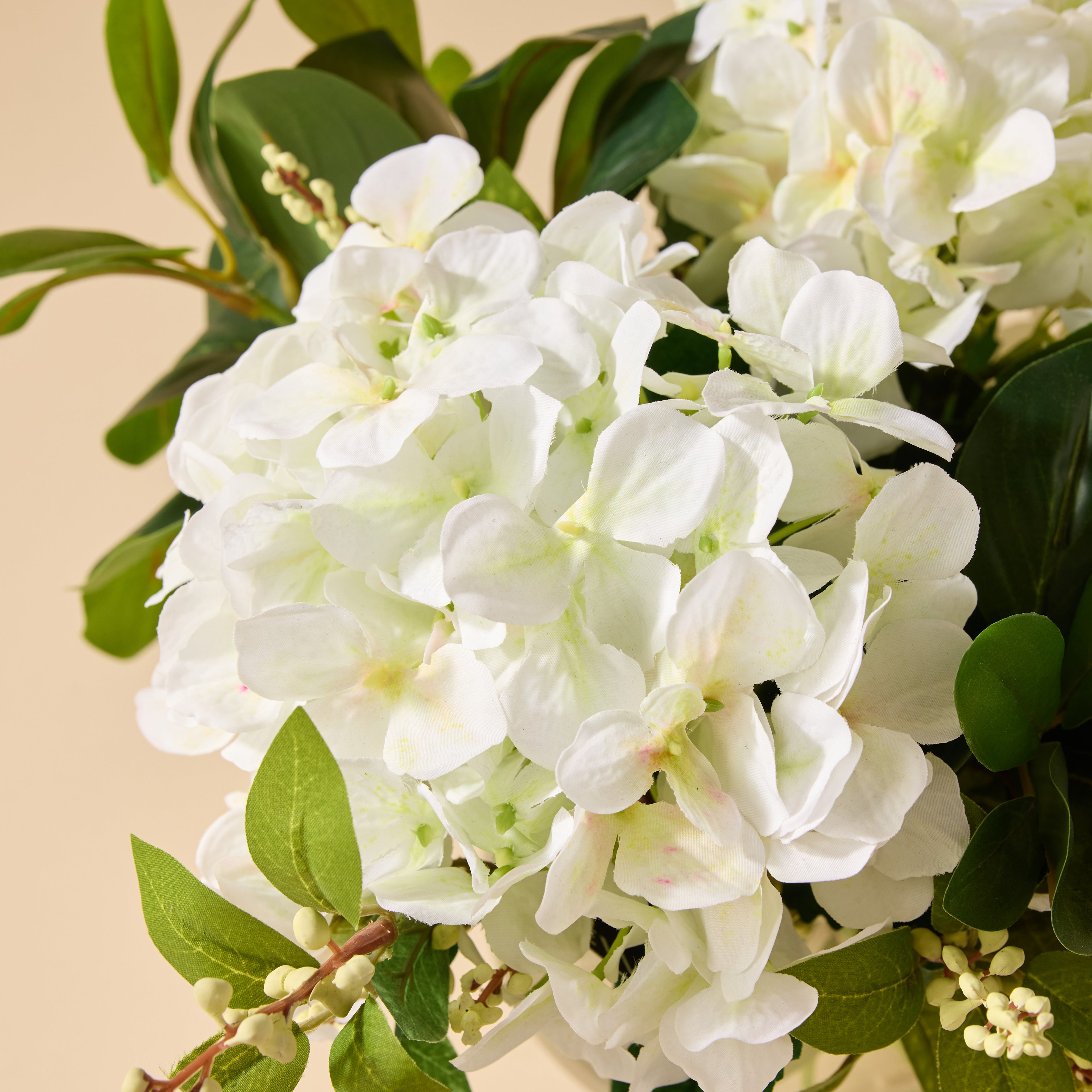 Faux Hydrangea Nite Berry - Classic Bowl | White - 43cm