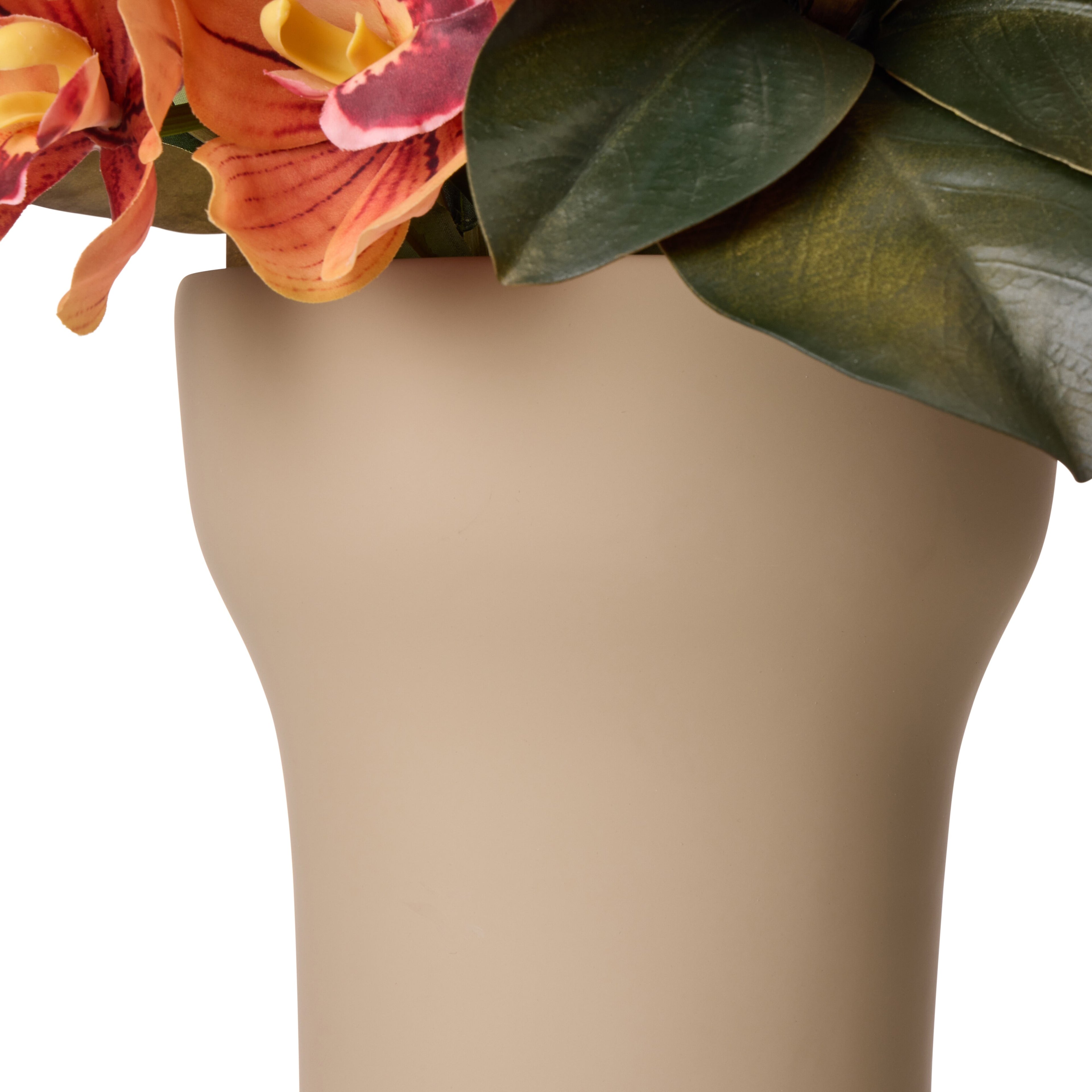 Faux Cymbidium Olive Mix - Douglas Vase | Orange - 66cm