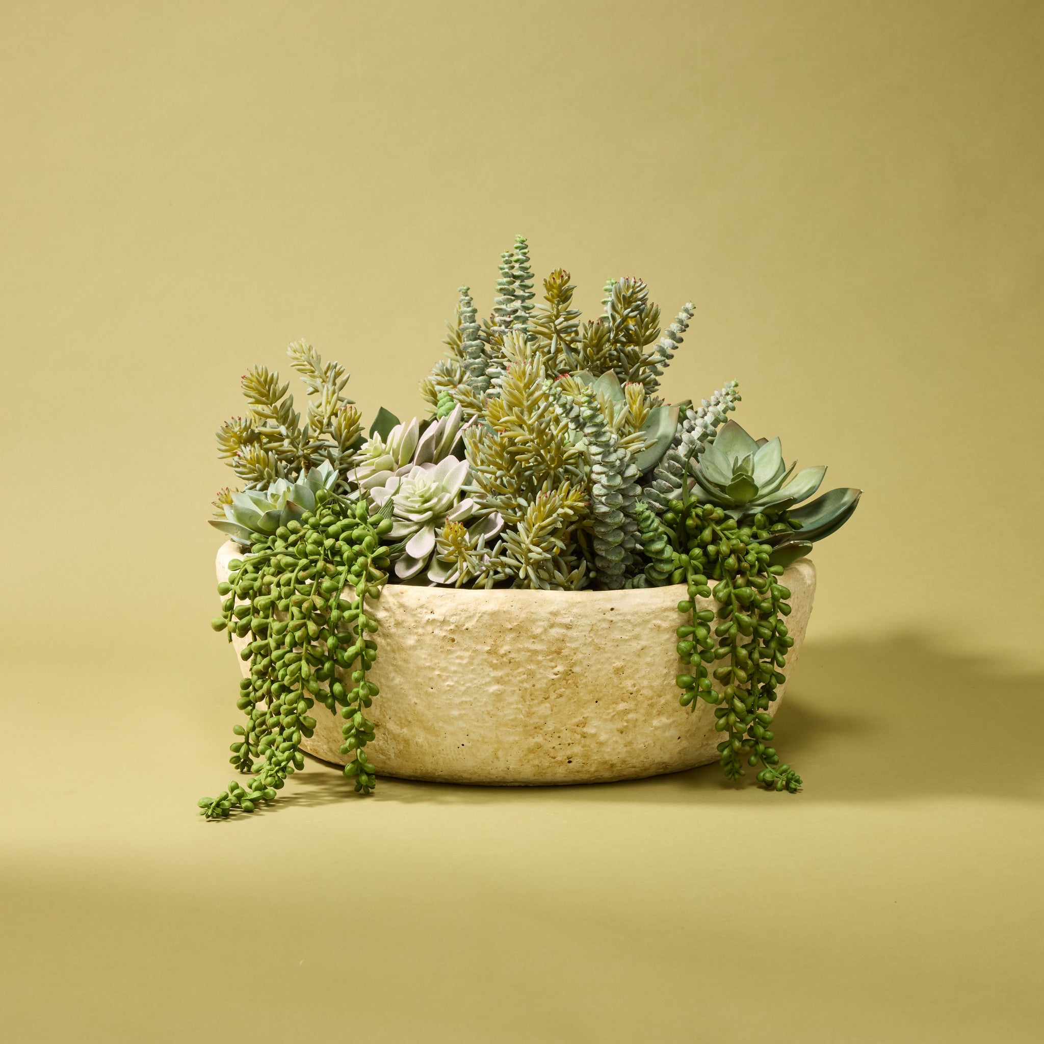 Faux Succulent Garden - Textured Cement Pot | 30cm
