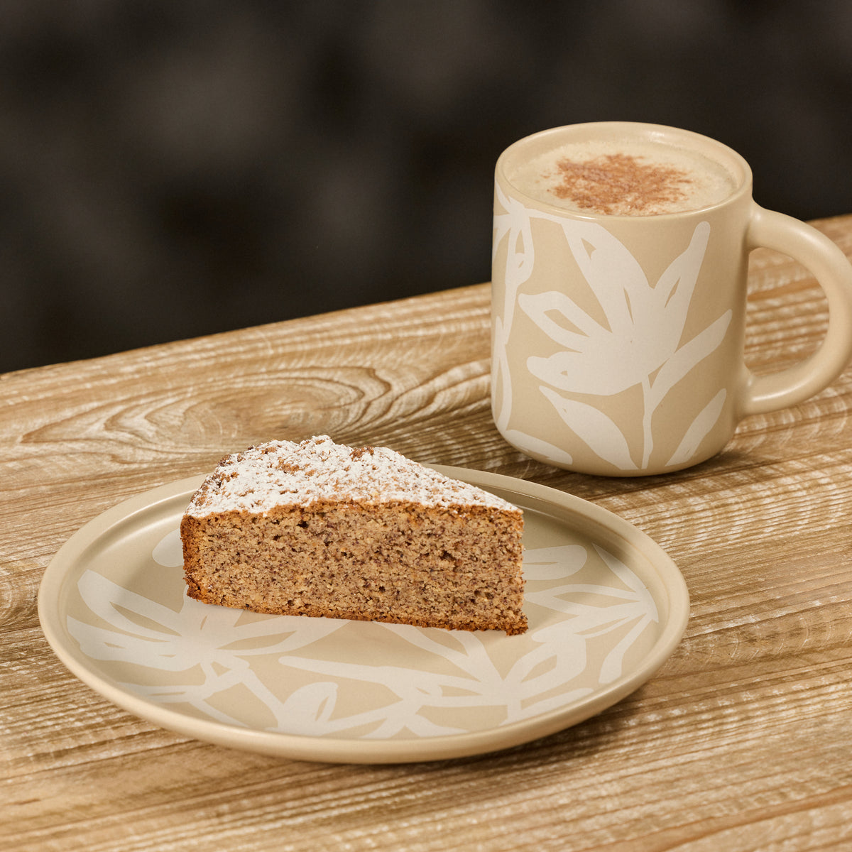 Leaf & Bean Freya Mug & Side Plate 2pcs Set Oat & White