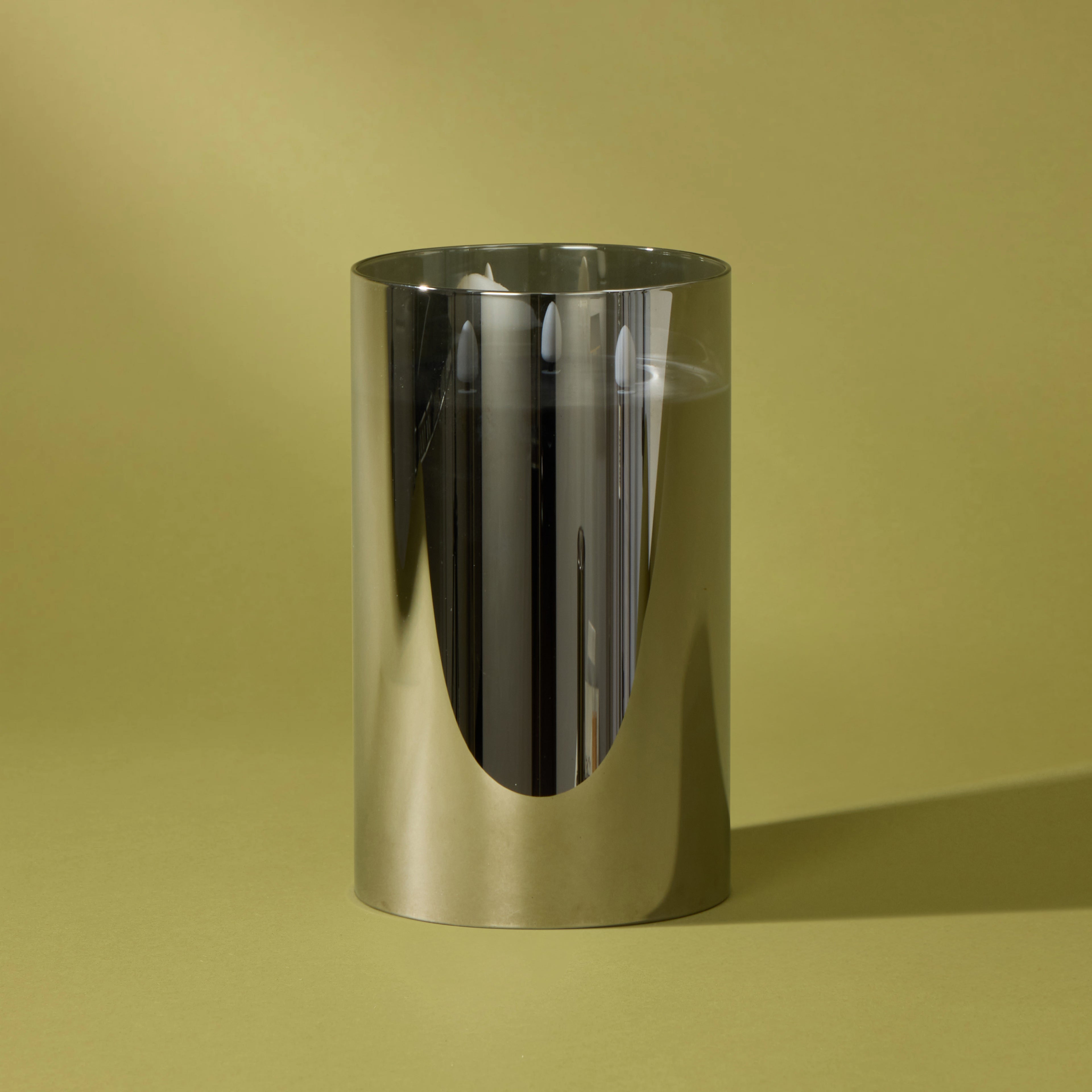 Black Glass Triflame LED Candle | 25cm