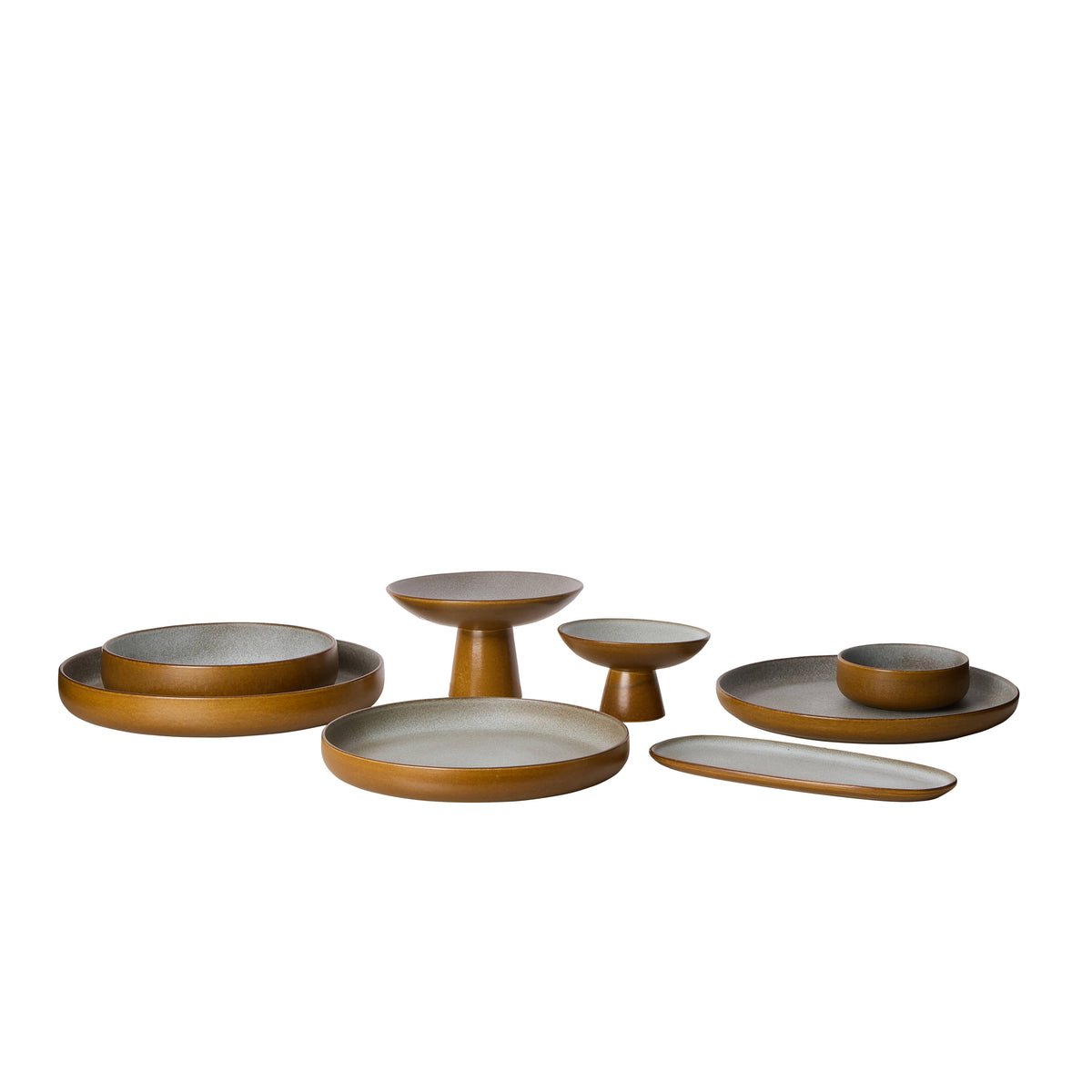 Davis & Waddell Rafe Footed Serving Bowl Grey & Brown