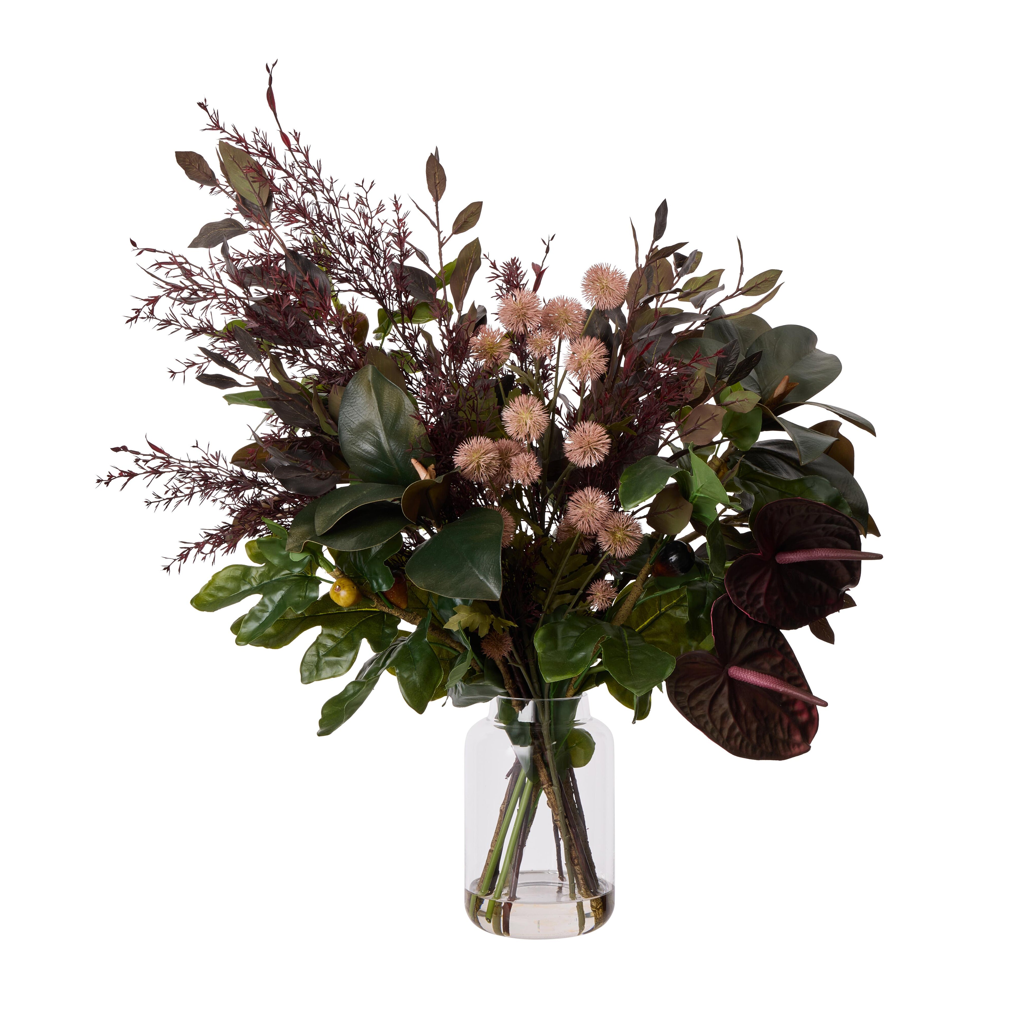 Faux Anthurium Eucalyptus Fig Mix - Pauline Vase | Purple - 71cm