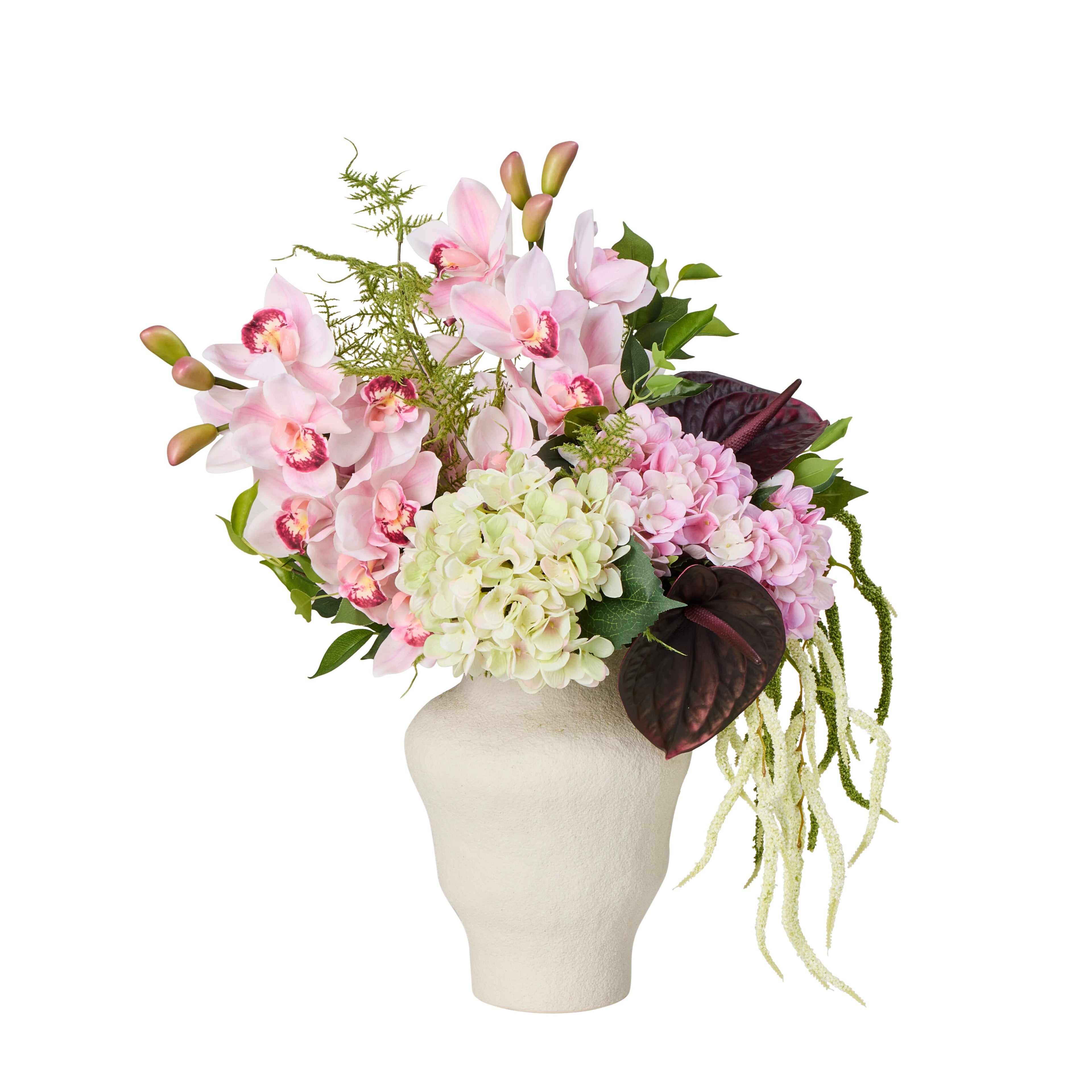 Faux Hydrangea Fern Mix - Ryde Vessel | Pink - 65cm