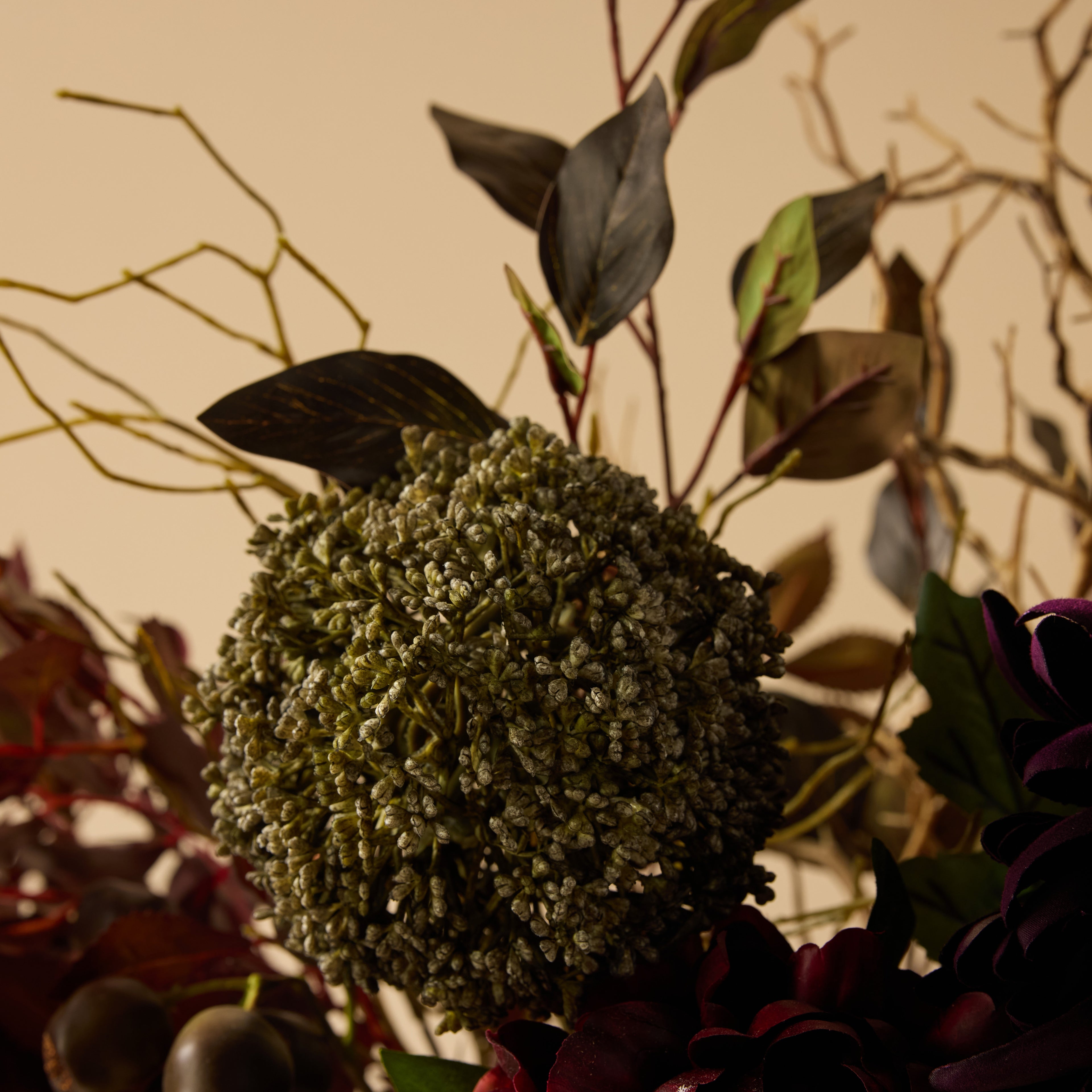 Faux Chrysanthemum Fig Garden Mix Arrangement - Maliah Pot | Purple - 66cm