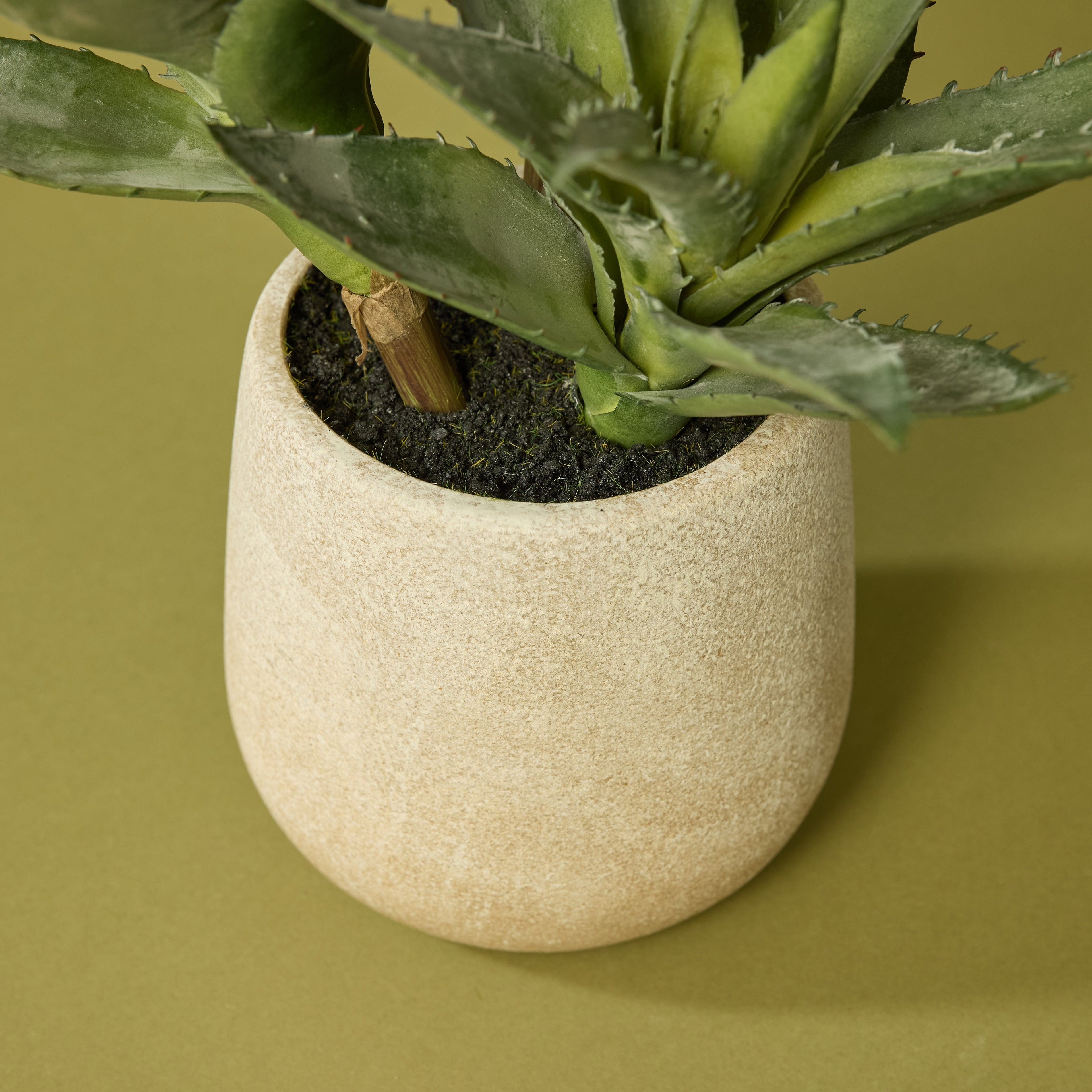 Faux Aloe Plant With 3 Heads - Cream Pot | 33cm