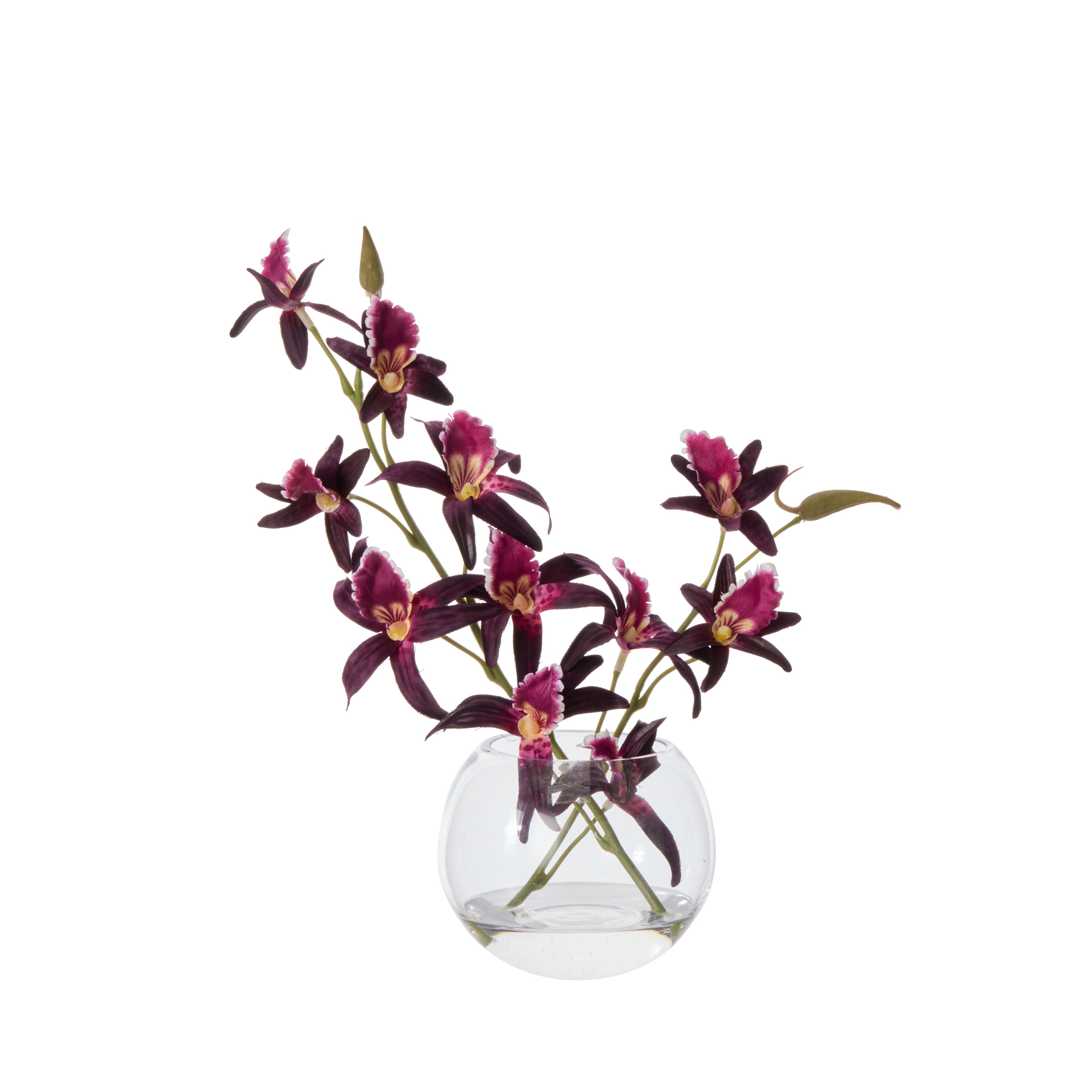 Faux Dendrobium - Sphere Vase | Burgundy - 30cm