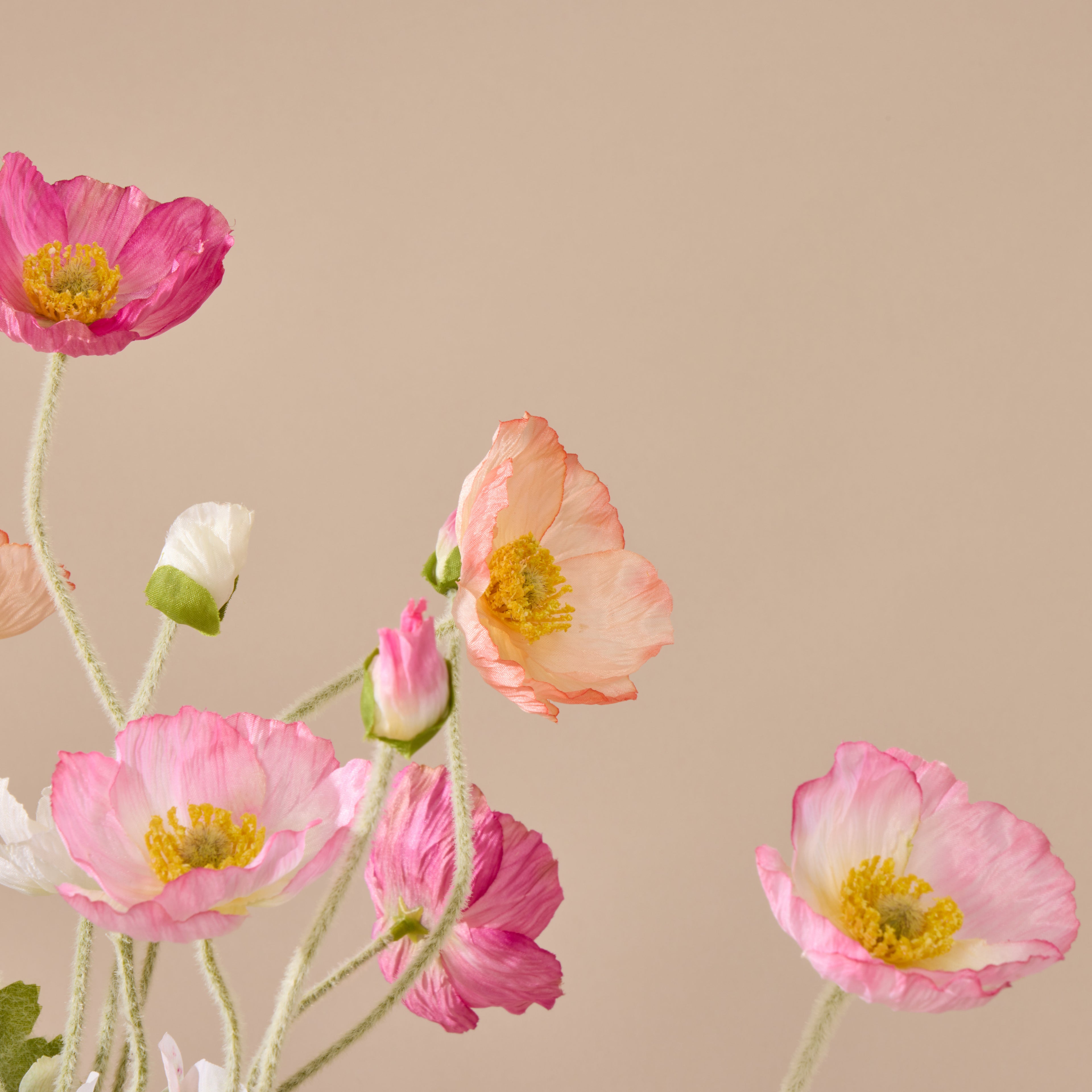 Faux Poppy Hydrangea - Tub Pot | Multi-Coloured - 38cm