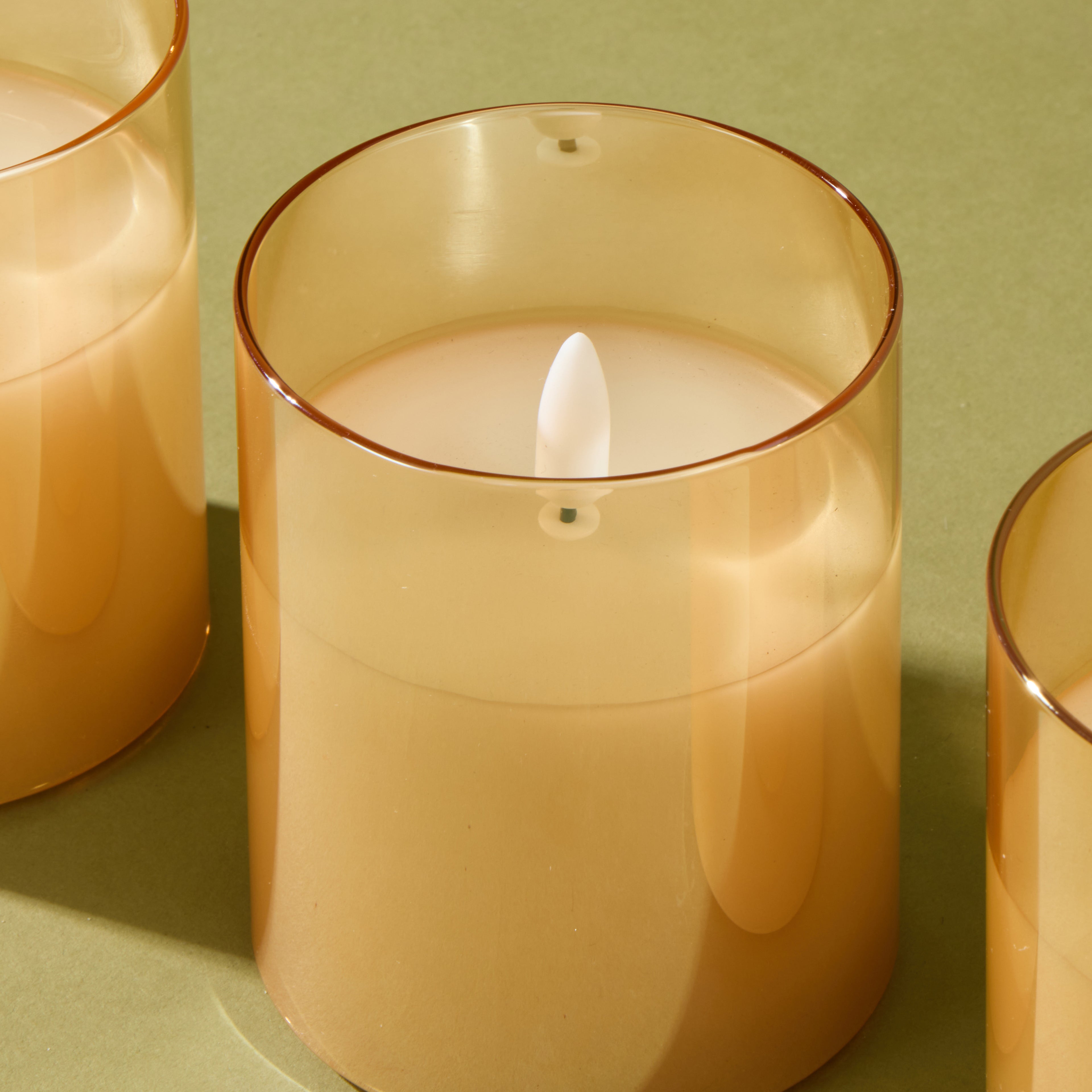 Amber Unaflame LED Candle Set of 3 | 10cm