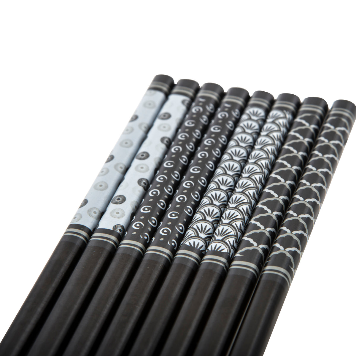 Davis & Waddell Bamboo Chopsticks 4 Pairs Set Black & White