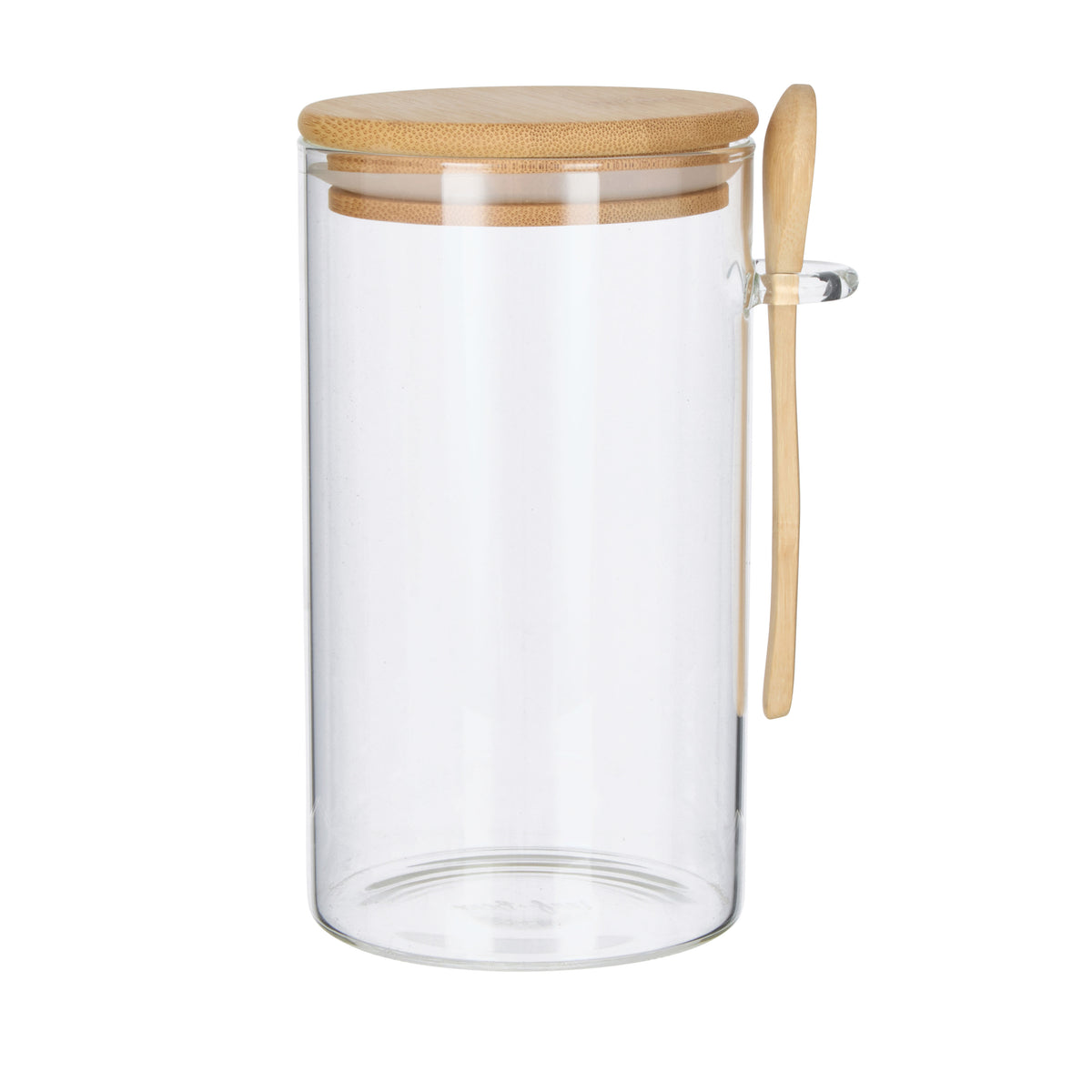 Leaf & Bean Glass Canister with Spoon Natural