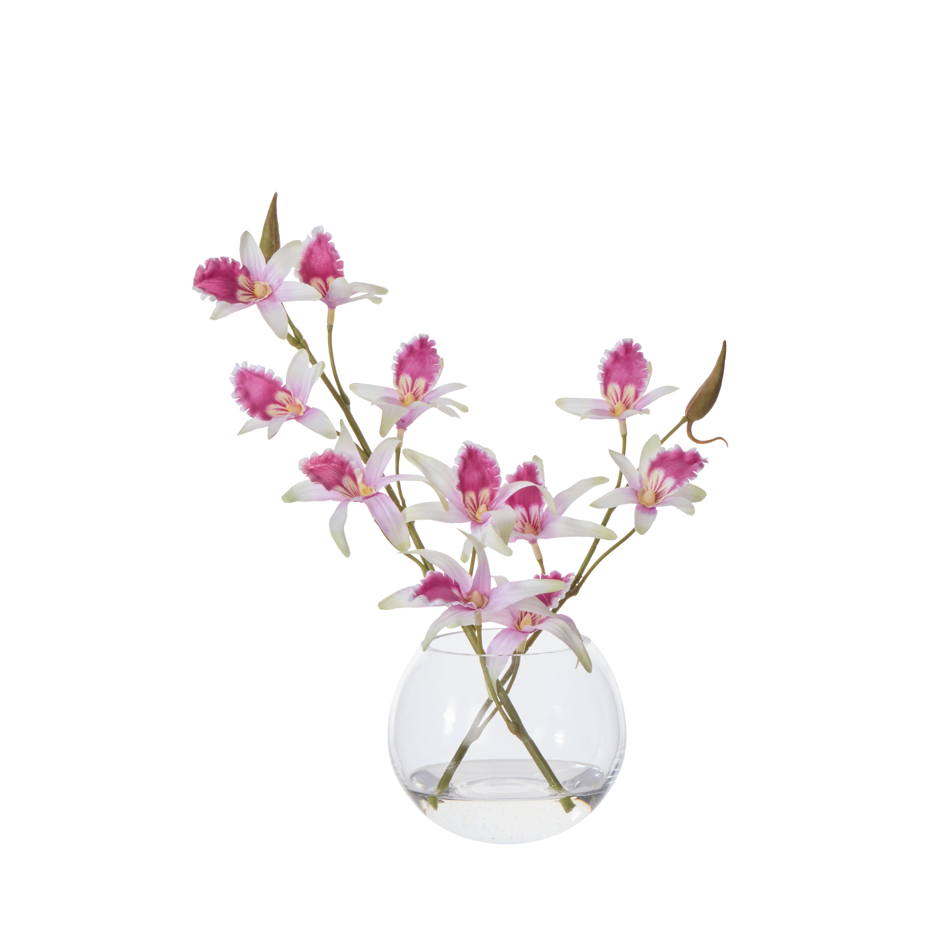 Faux Dendrobium - Sphere Vase | Purple - 30cm